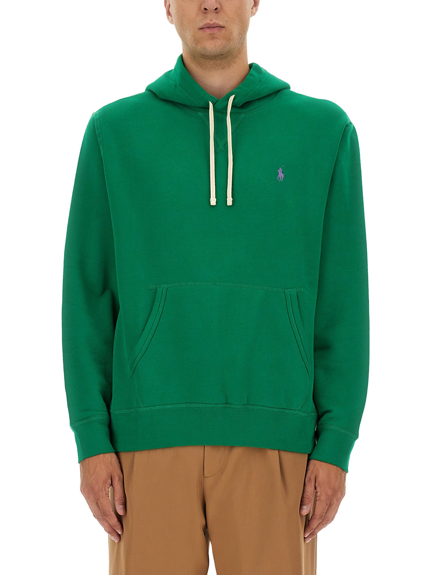 Polo Ralph Lauren Hooded Sweatshirt With Drawstring And Pocket In Green