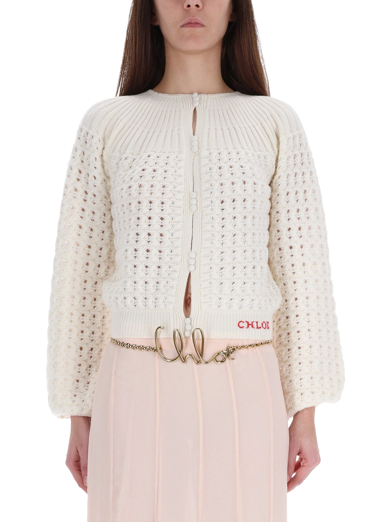 Chloé Cardigan With Logo In White