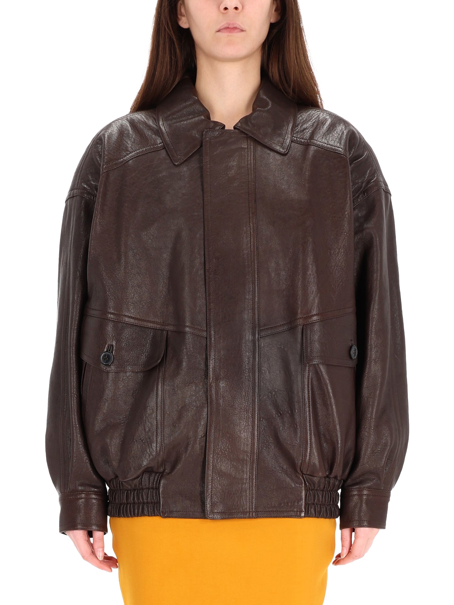 Saint Laurent Balloon Bomber In Brown