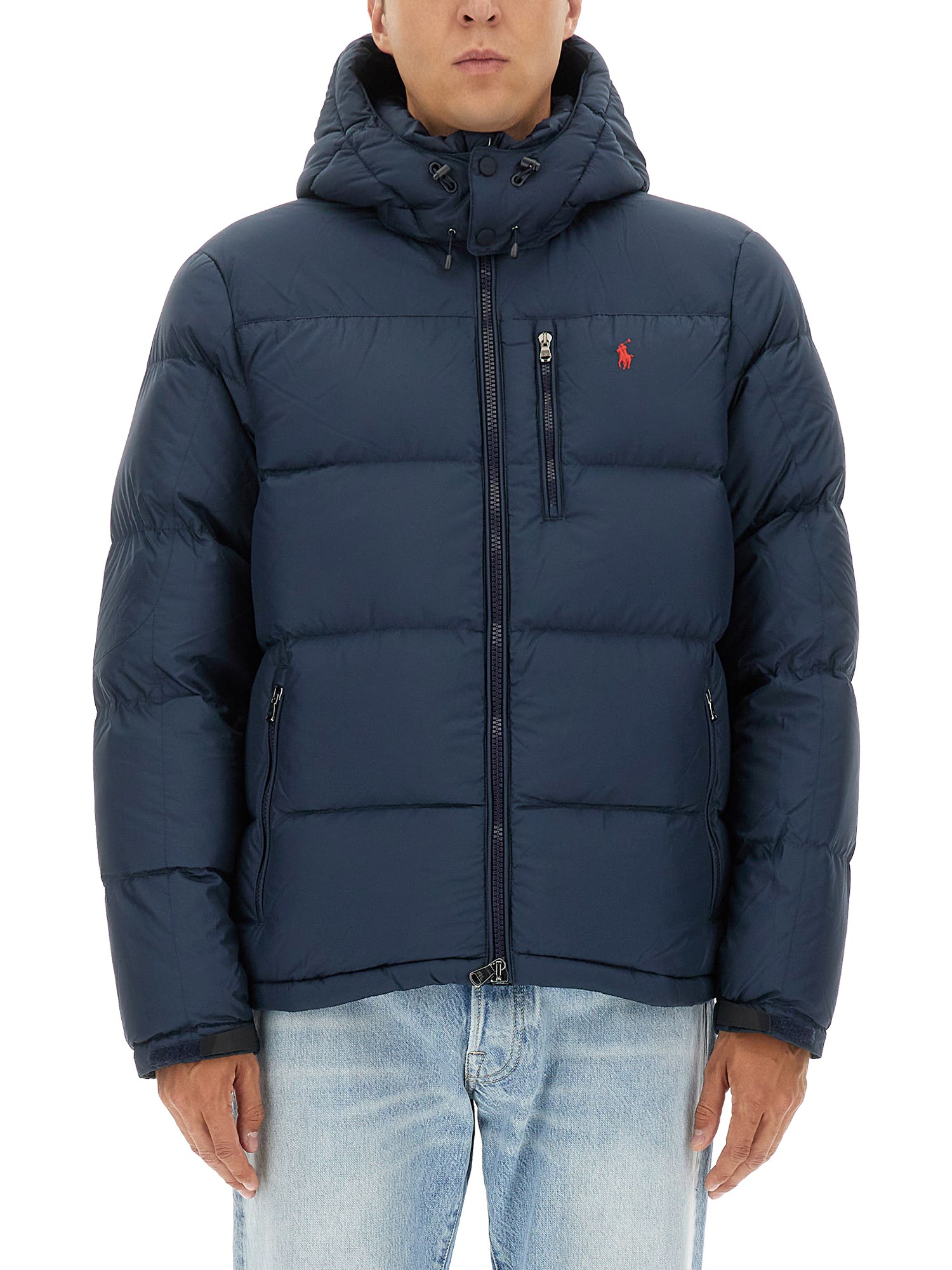 Polo Ralph Lauren Hooded Down Jacket Gorham Style In Blue