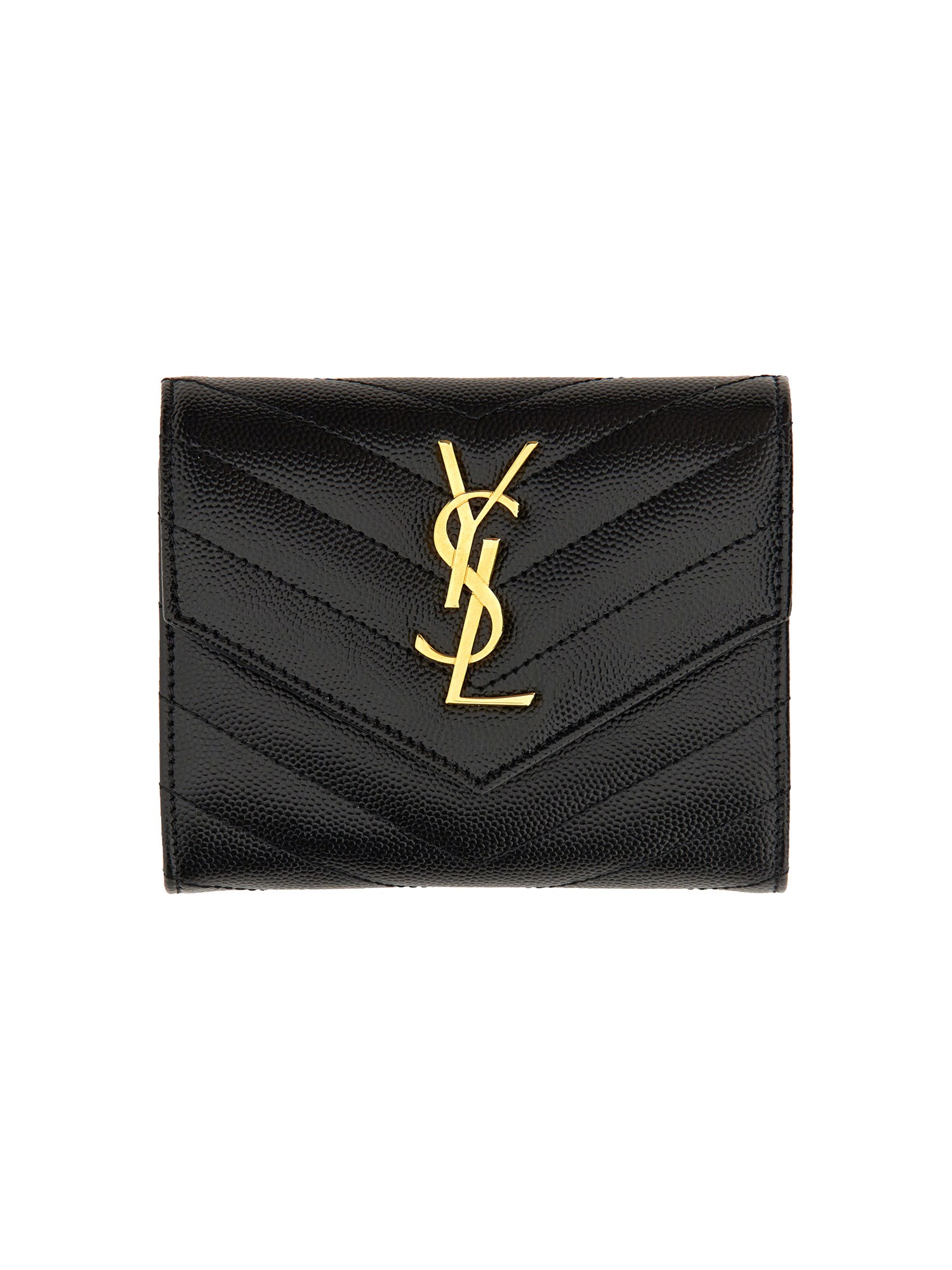 Saint Laurent Grain De Poudre Leather Wallet In Black