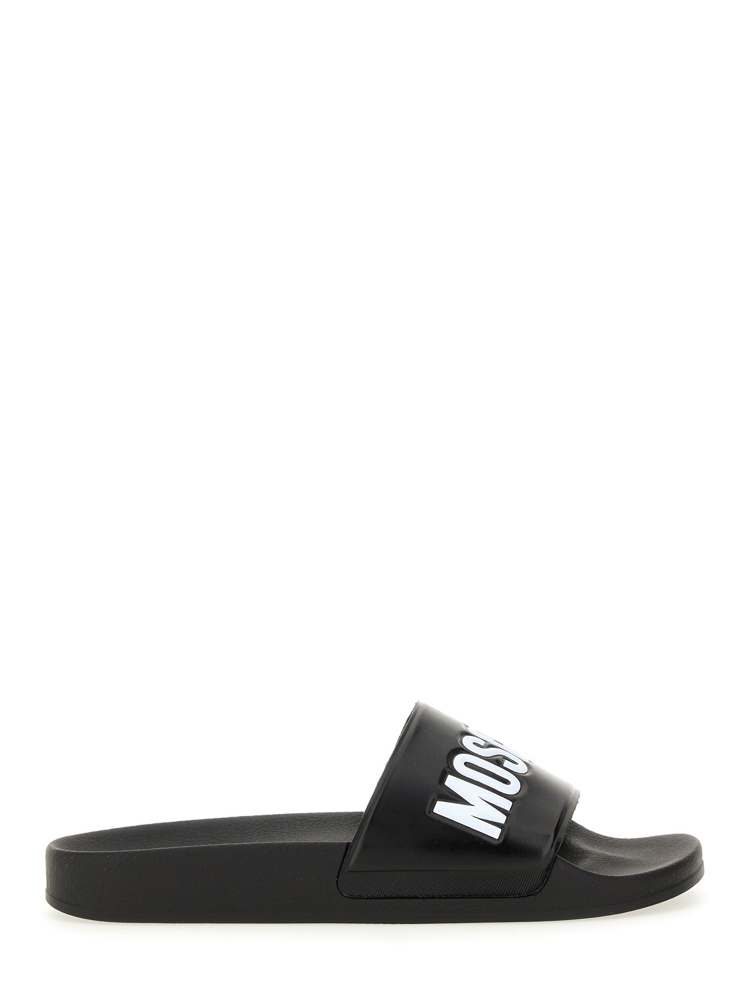 Moschino Slip-on Slipper With Logo In Black