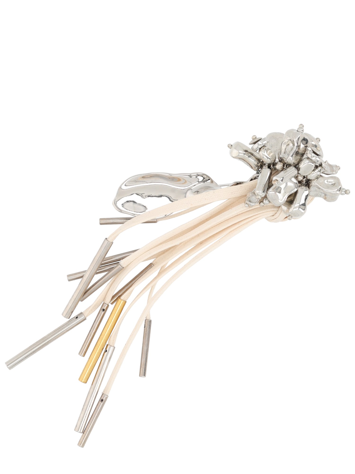 Dries Van Noten Abstract Design Mixed Metal Brooch With Tassels In Metallic