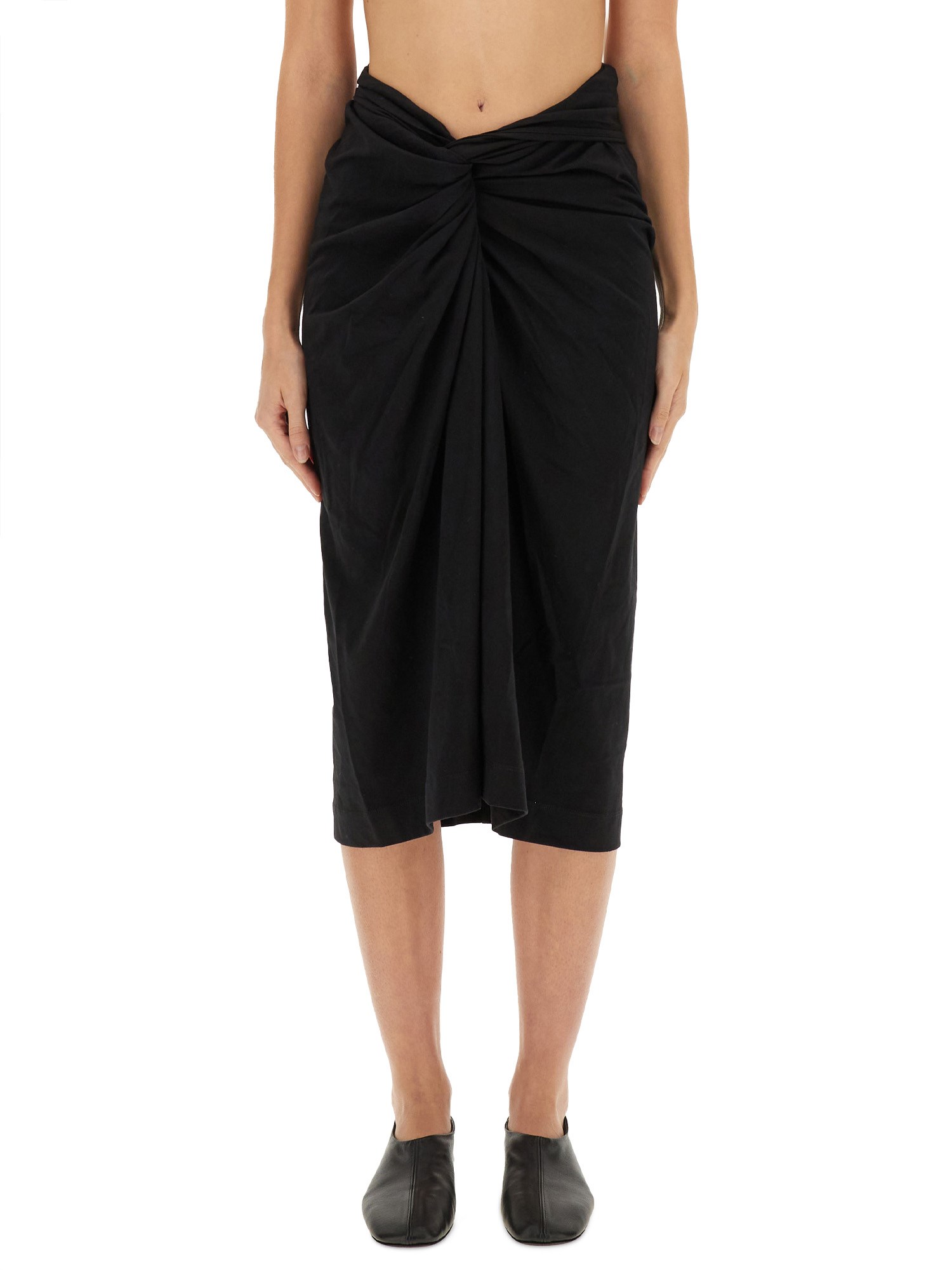 Dries Van Noten Womens Black Twisted Asymmetric Cotton-jersey Midi Skirt In Black