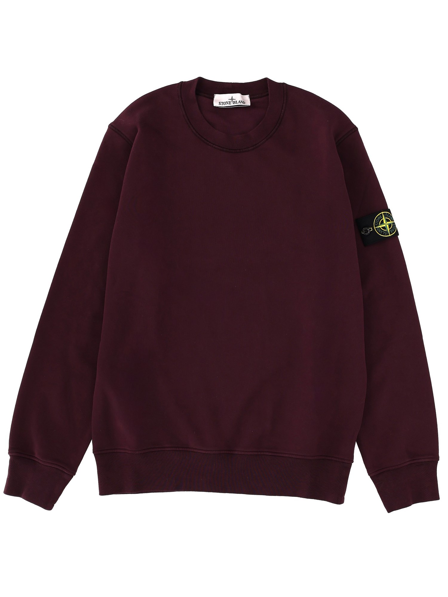Stone Island Long-sleeved Crew Neck Sweatshirt In Burgundy