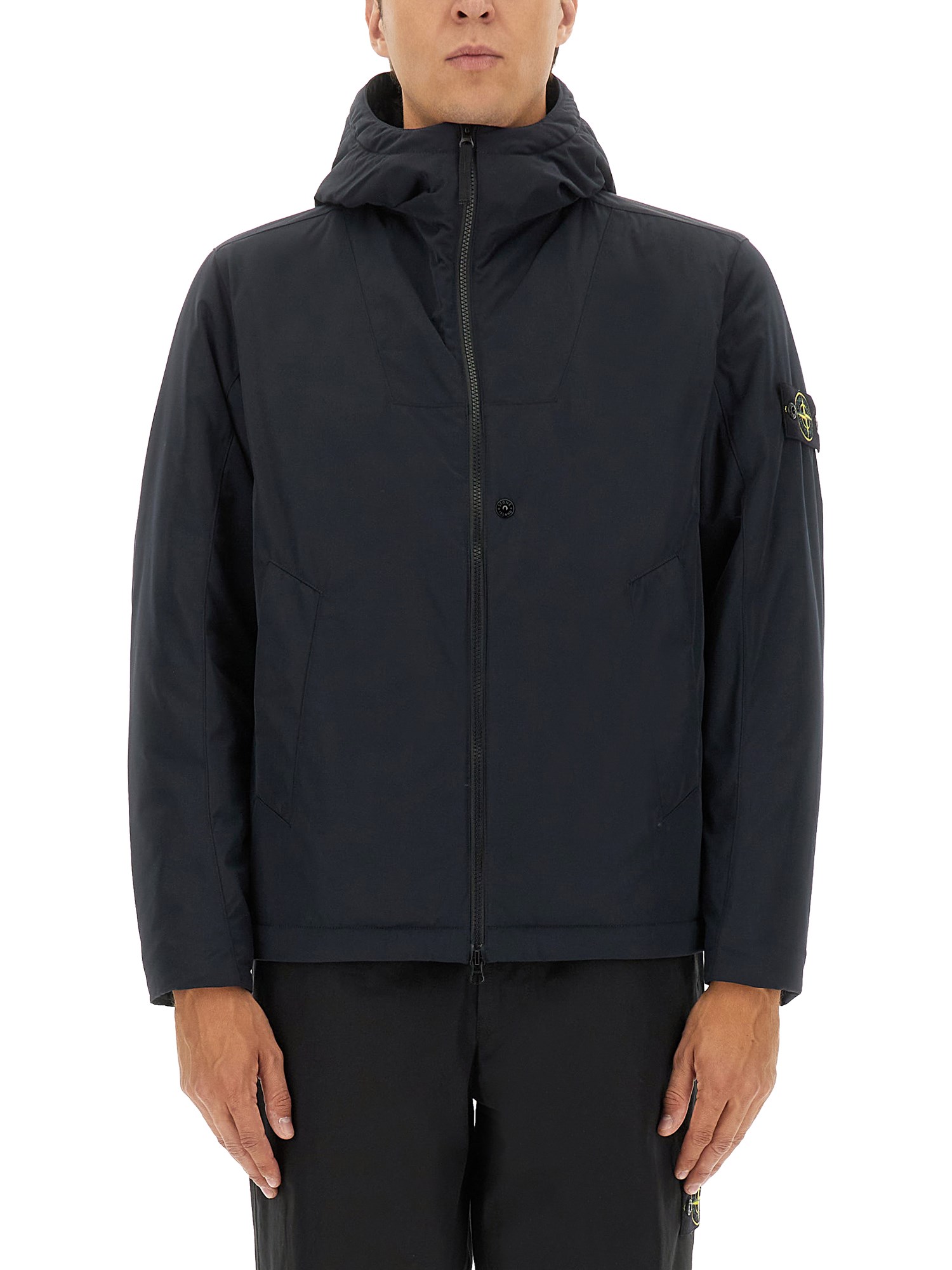 Stone Island Padded Jacket With Hood And Drip-proof In Blue