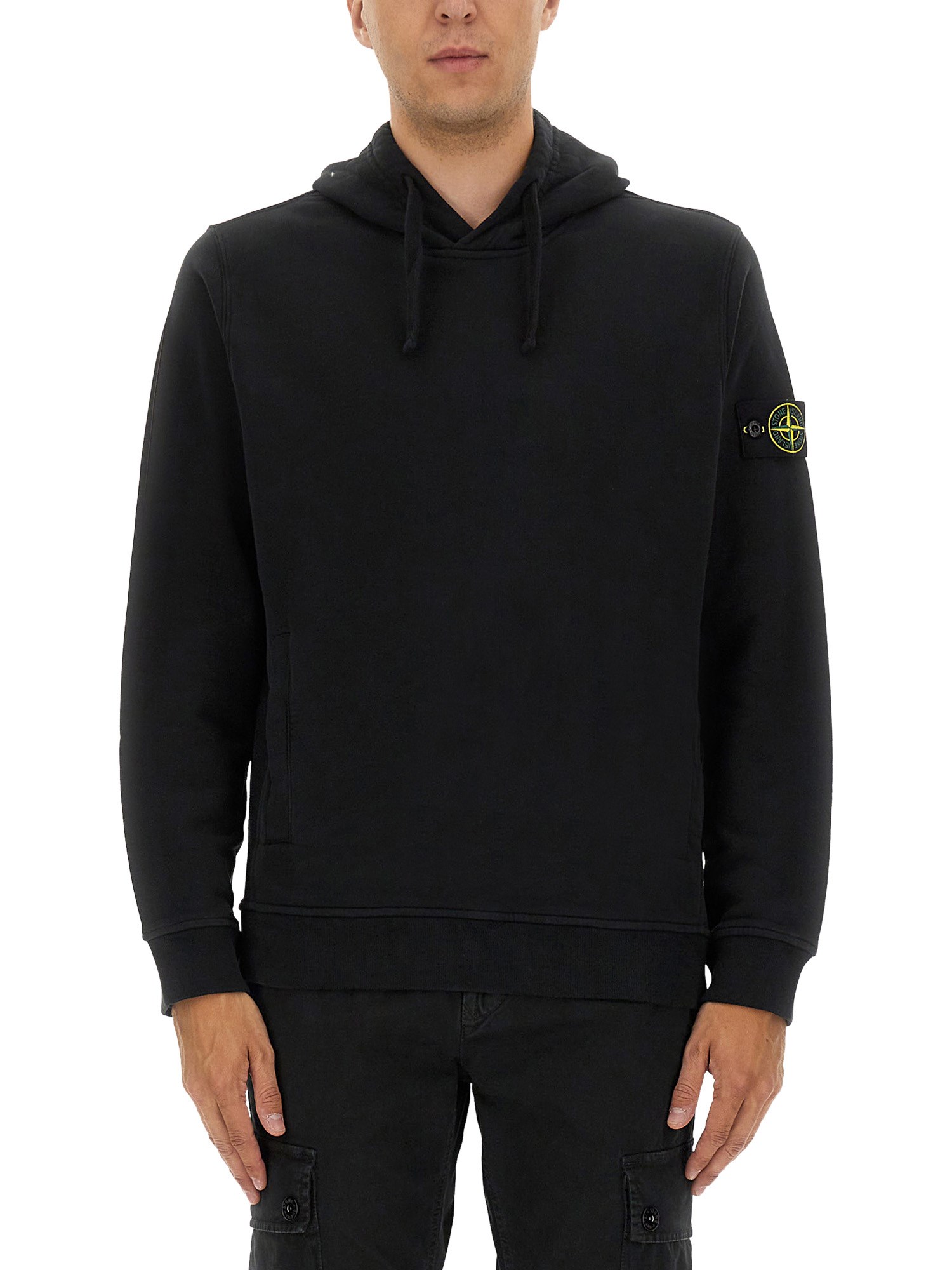 Stone Island Oversized Hoodie With Raglan Sleeves In Black