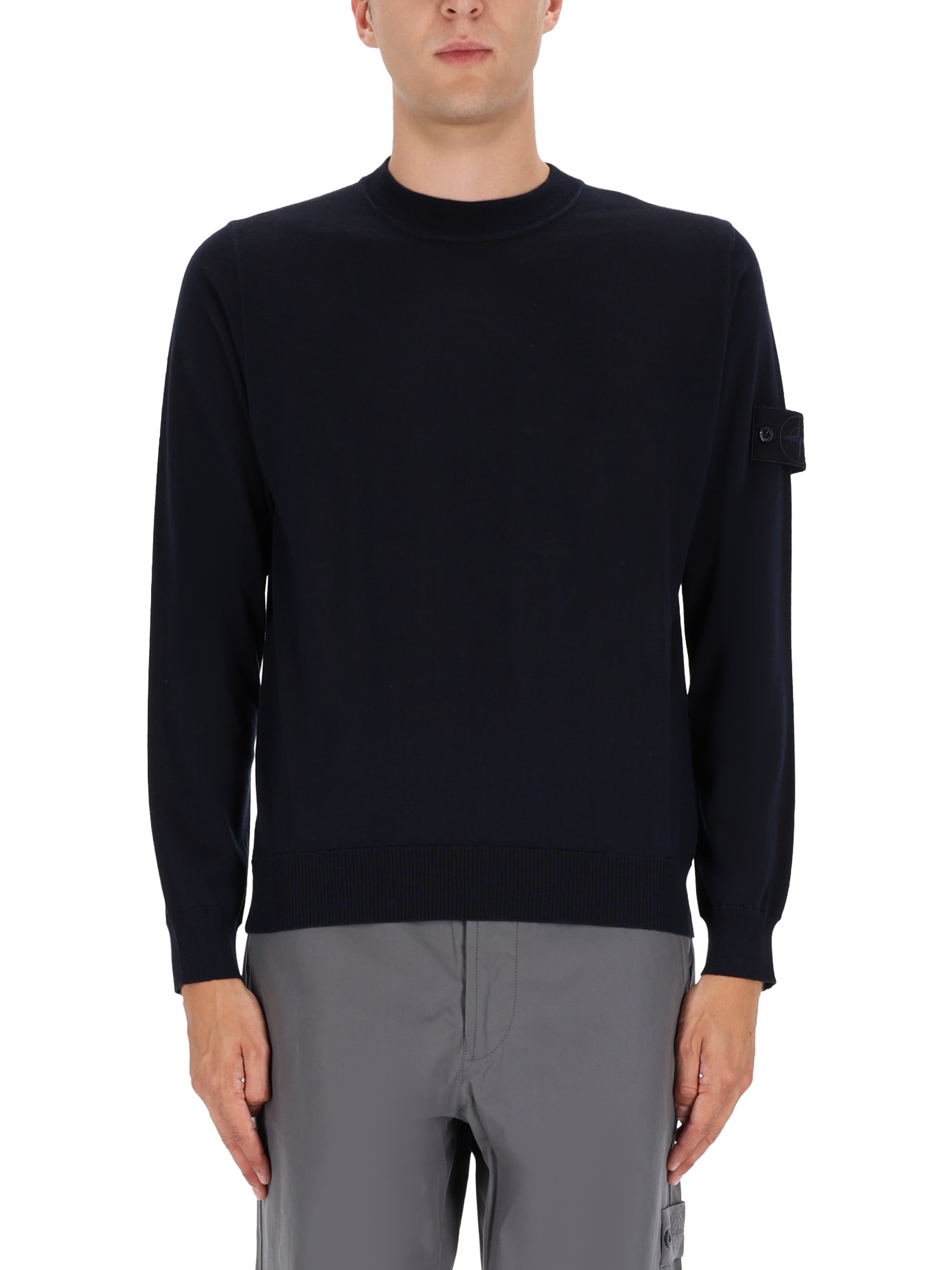 Stone Island Men's Diagonal Fleece Sweatshirt In Black