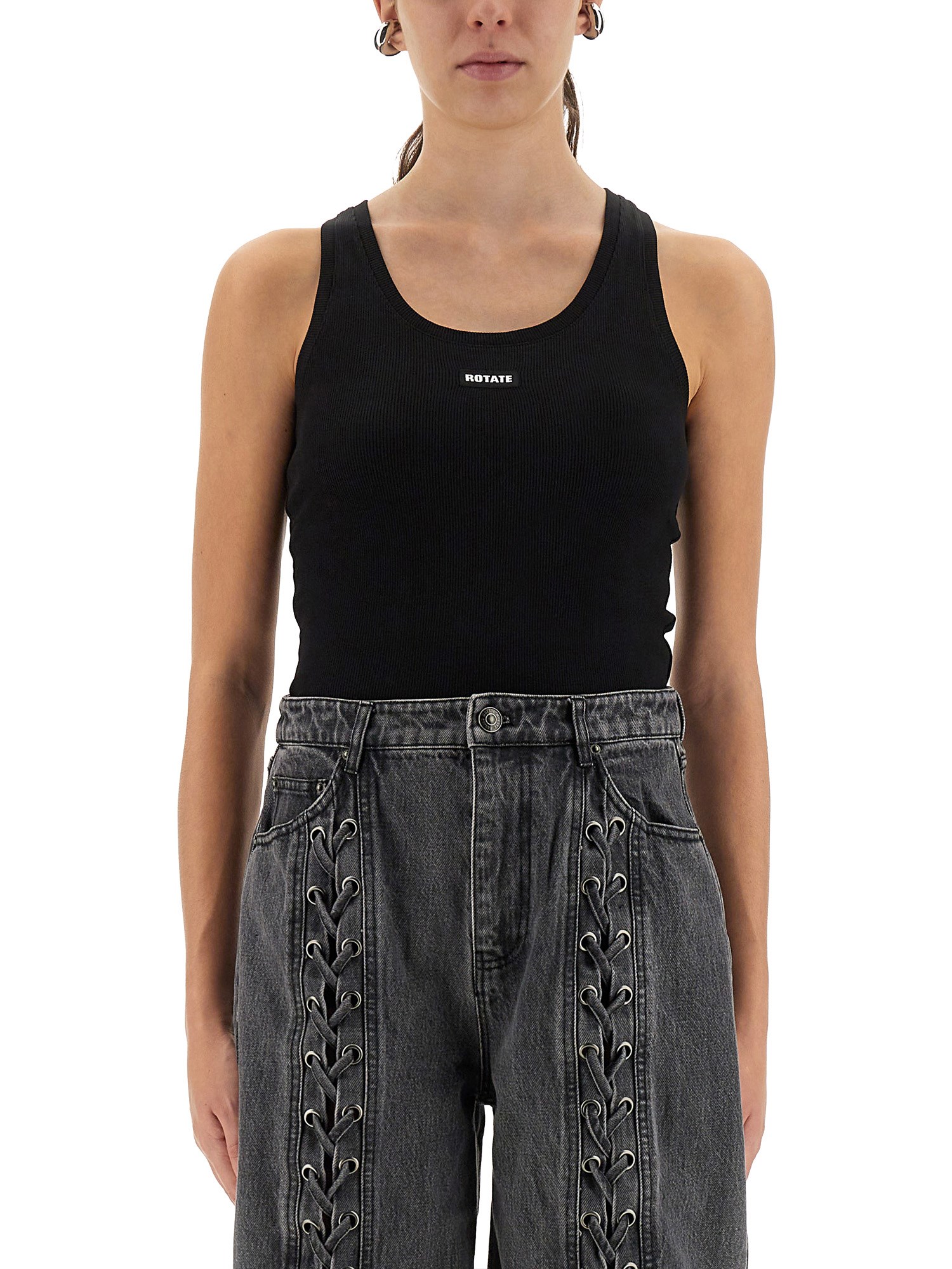 Rotate Birger Christensen Tank Top With Logo In Black