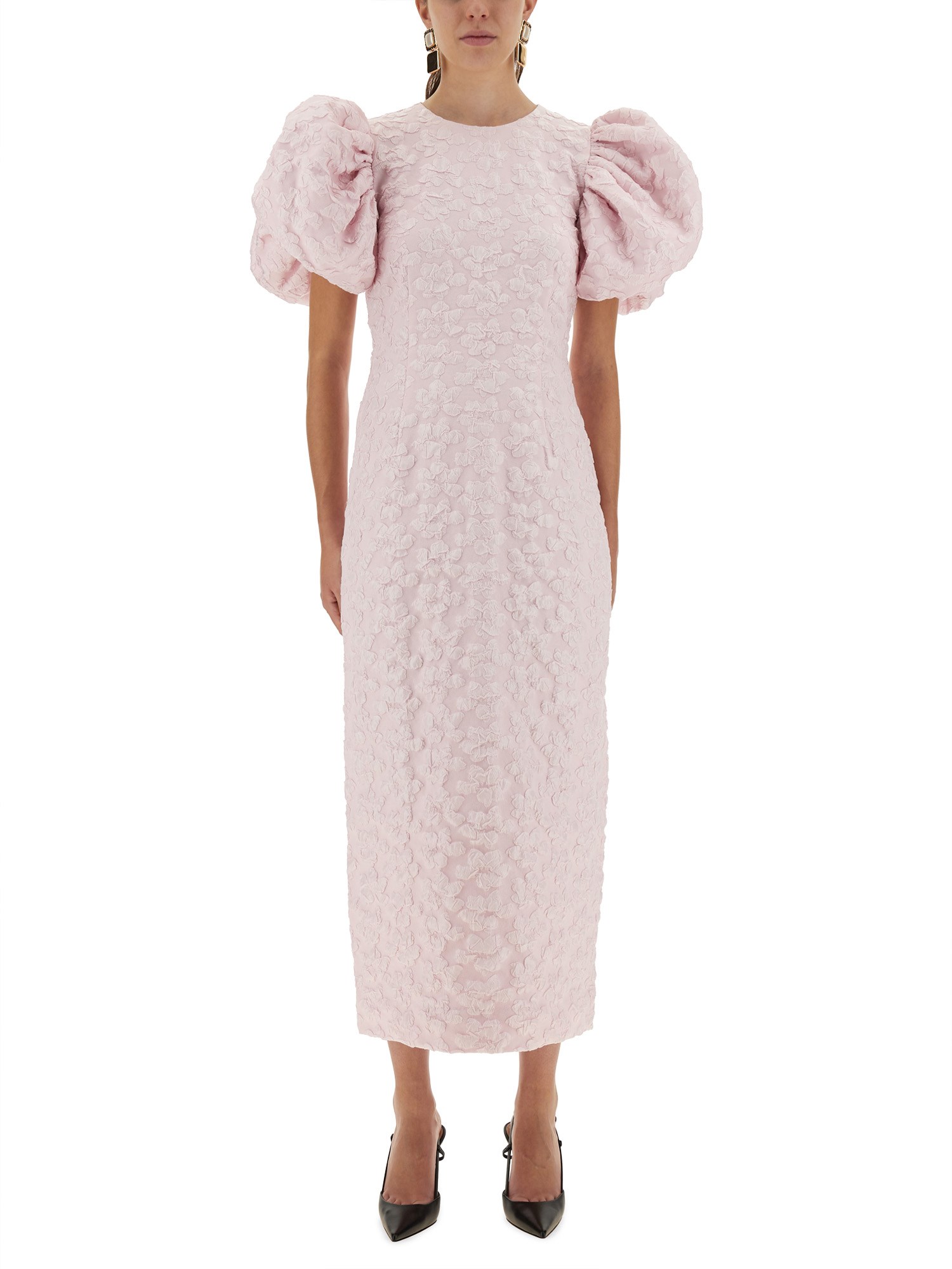 Rotate Birger Christensen Jacquard Midi Dress In Pink