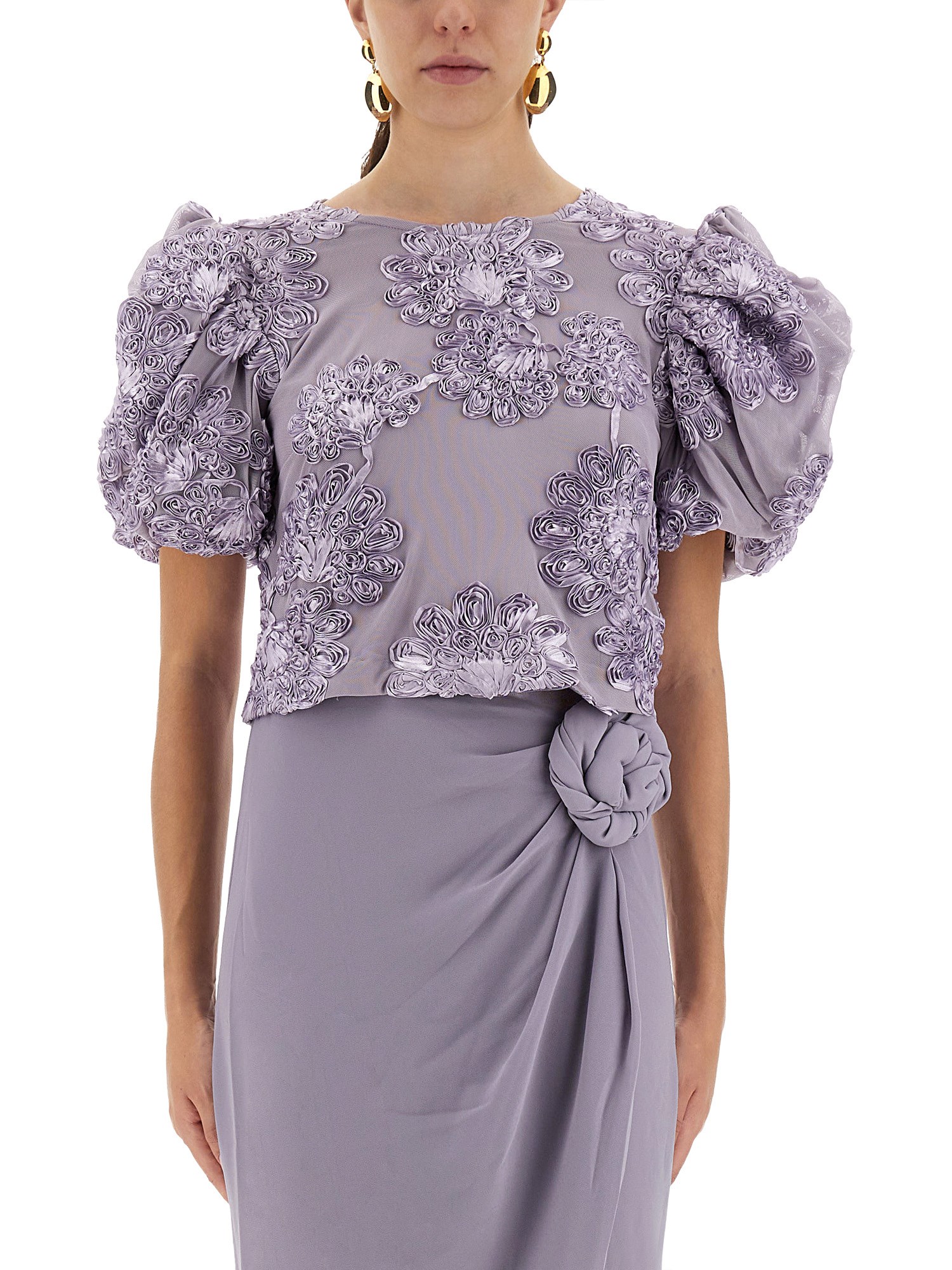 Rotate Birger Christensen 3d Mesh Tops. In Purple