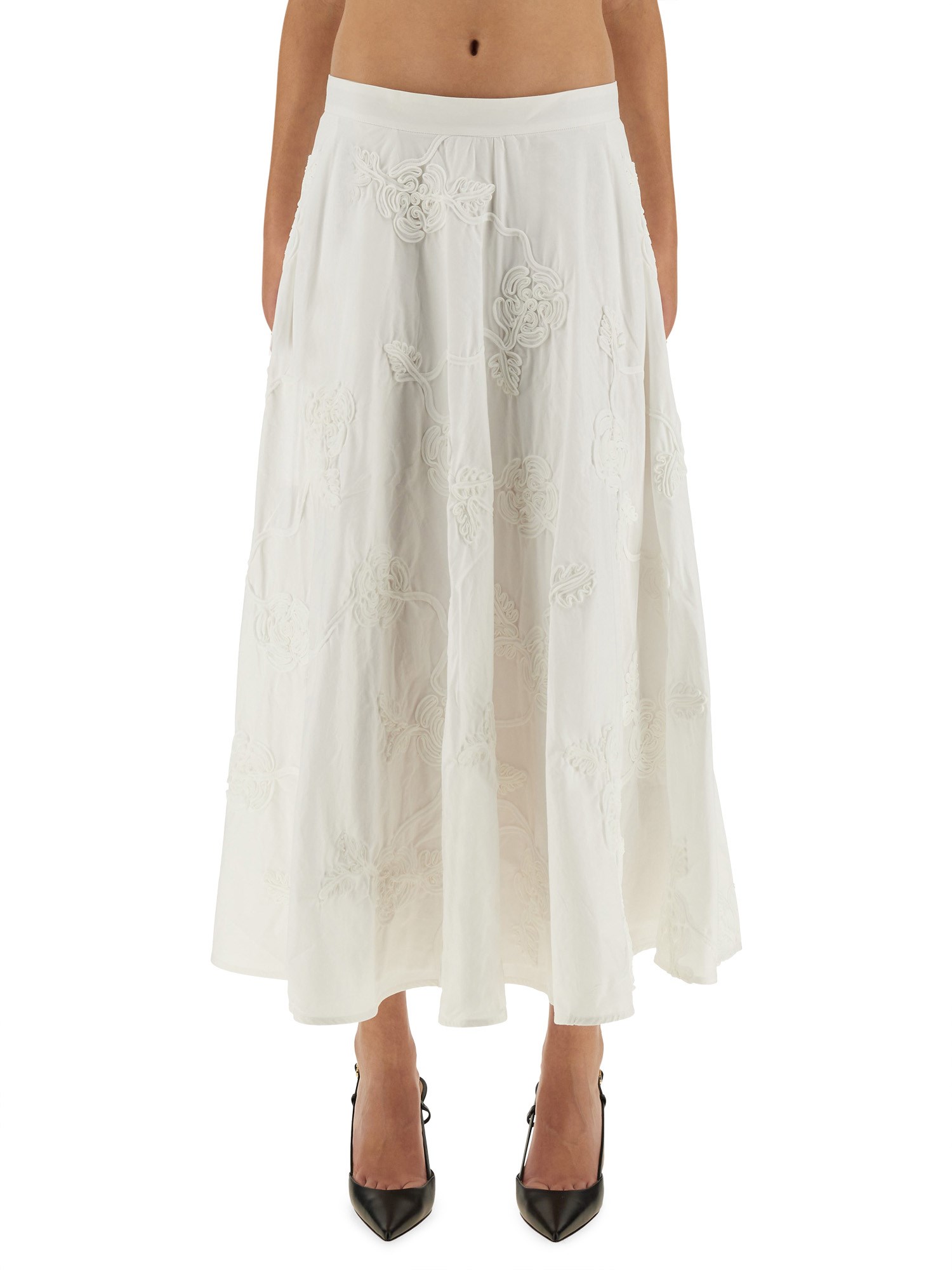 Rotate Birger Christensen Floral Midi Skirt In White