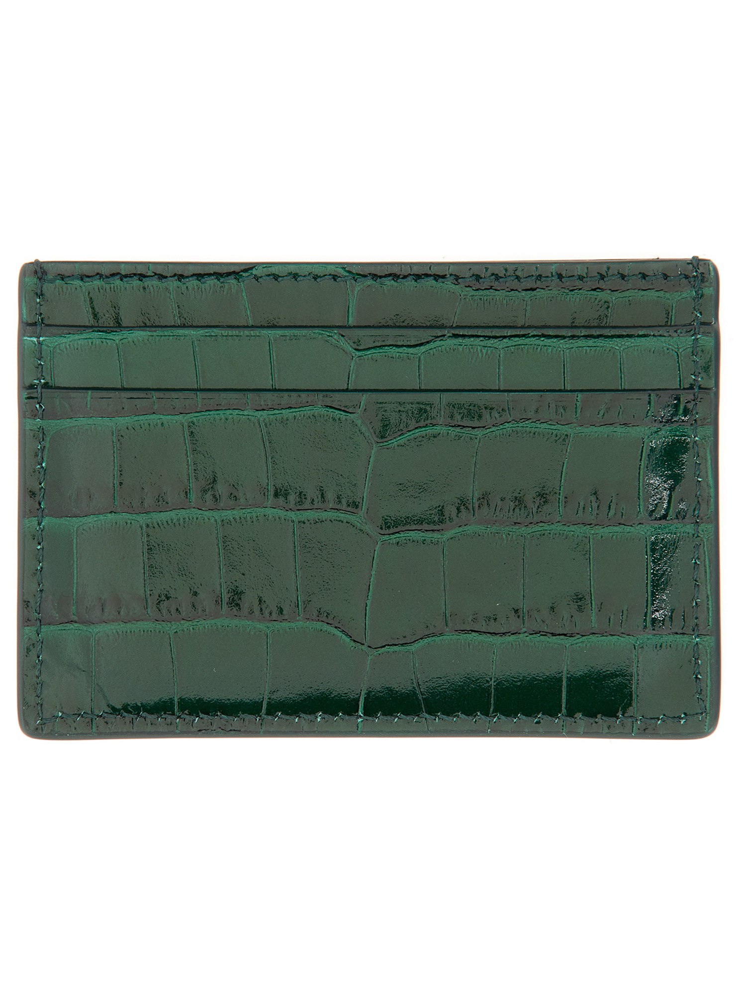 Tom Ford Leather Card Holder In Green