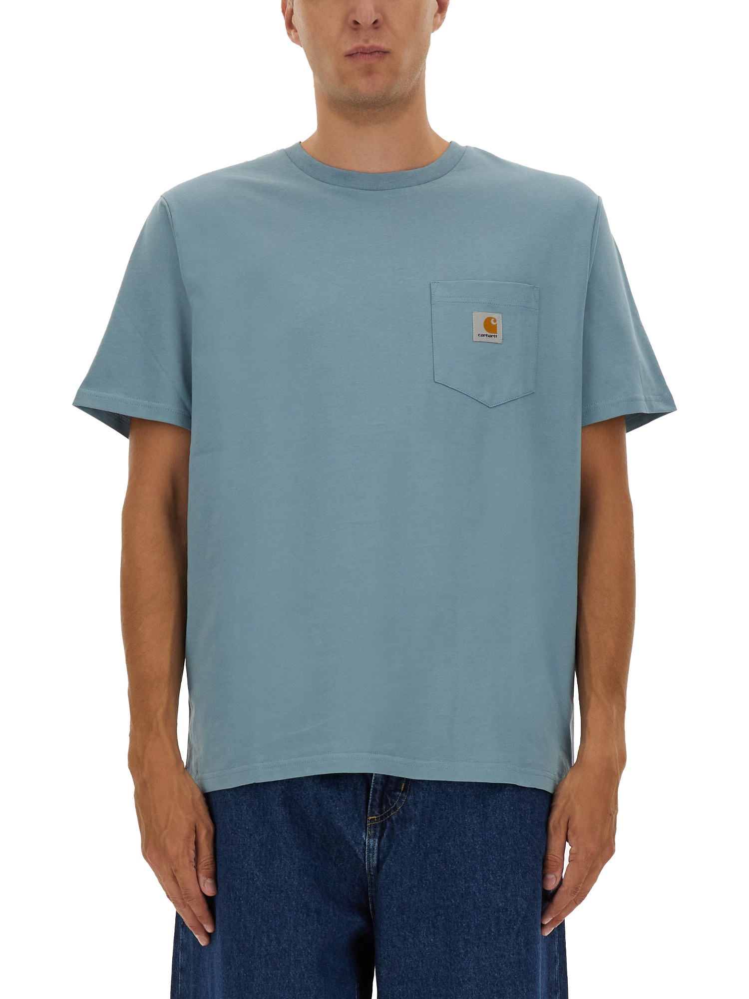 Carhartt Pocketed Crew Neck Short Sleeve T-shirt In Blue