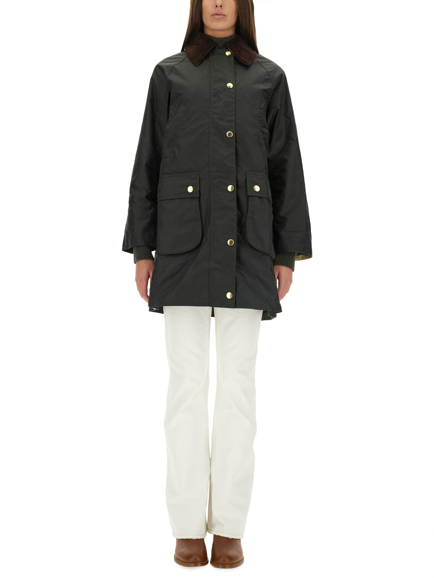 Barbour Long Beadnell Straight Hem Coat In Green