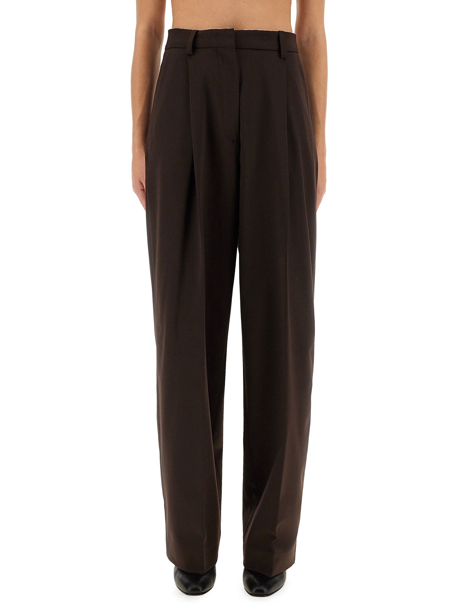 The Latest High-waisted Brown Trousers With Relaxed Fit In Brown