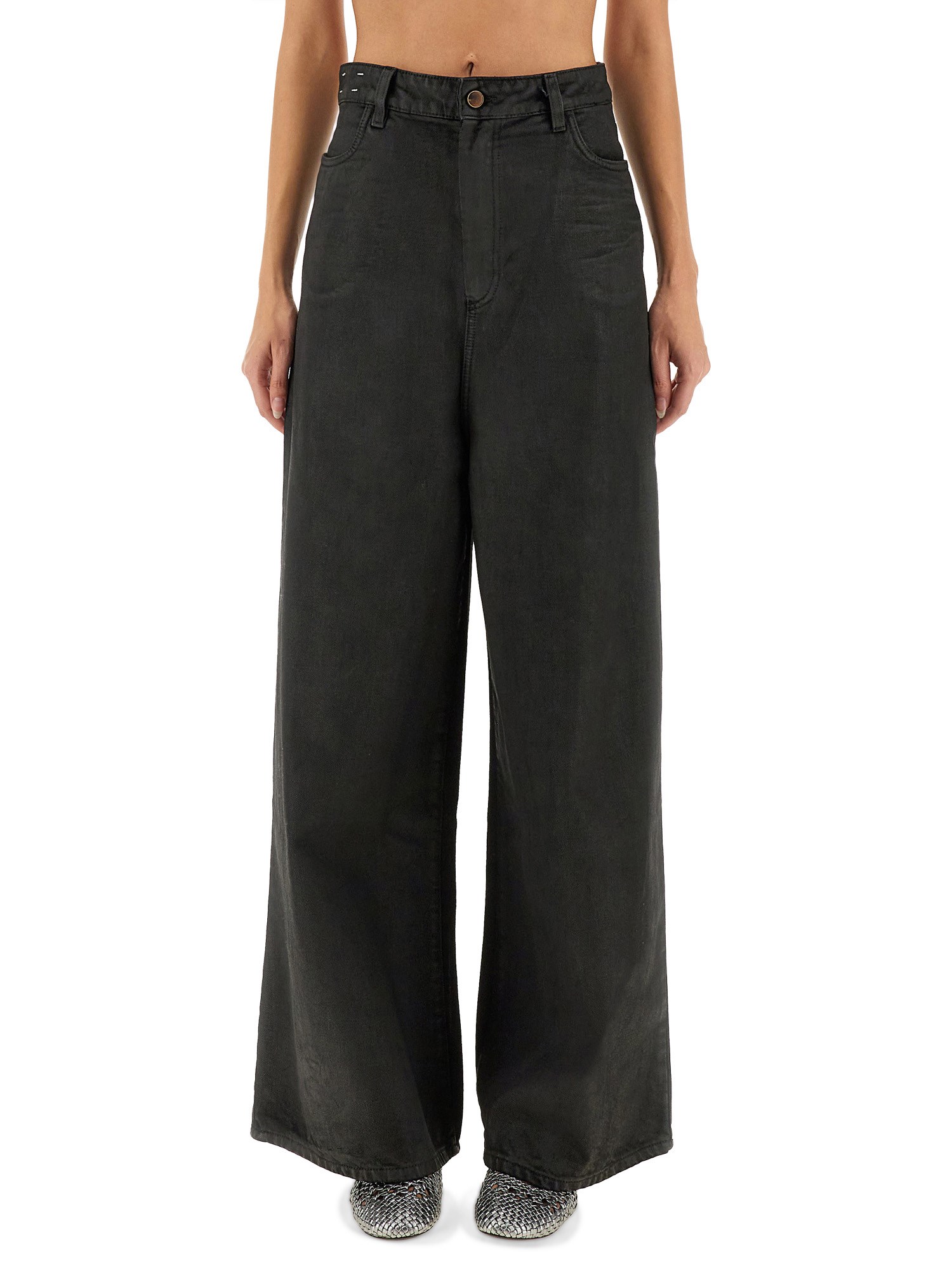 Alysi High-waisted Wide-leg Jeans In Black