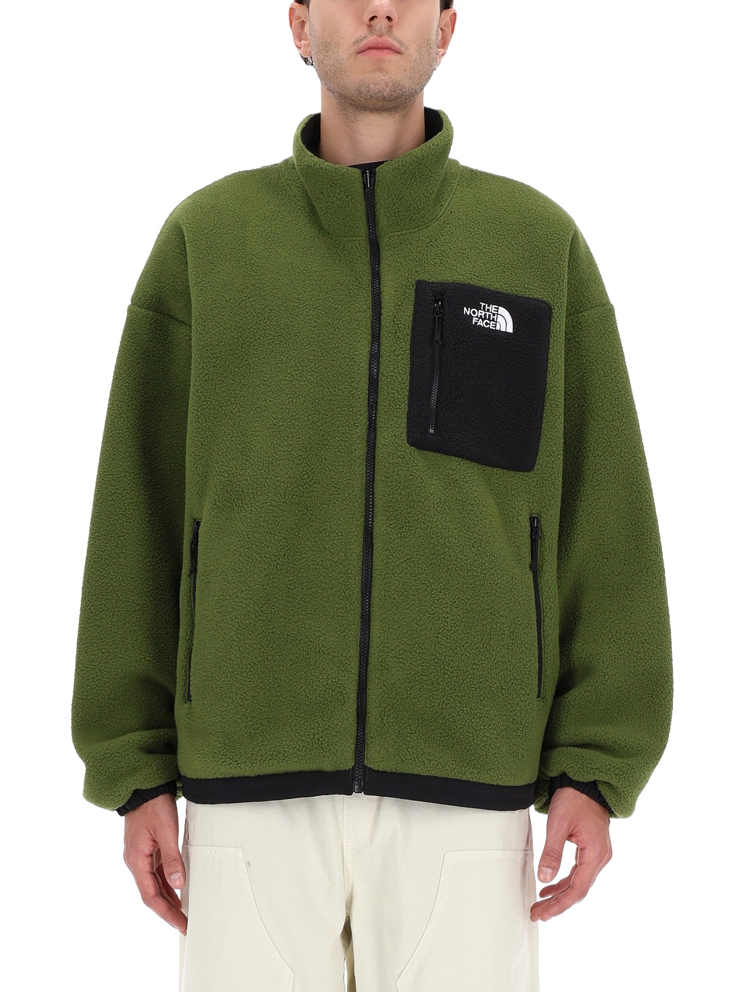 The North Face Reversible Fleece Jacket Wind Protection In Green