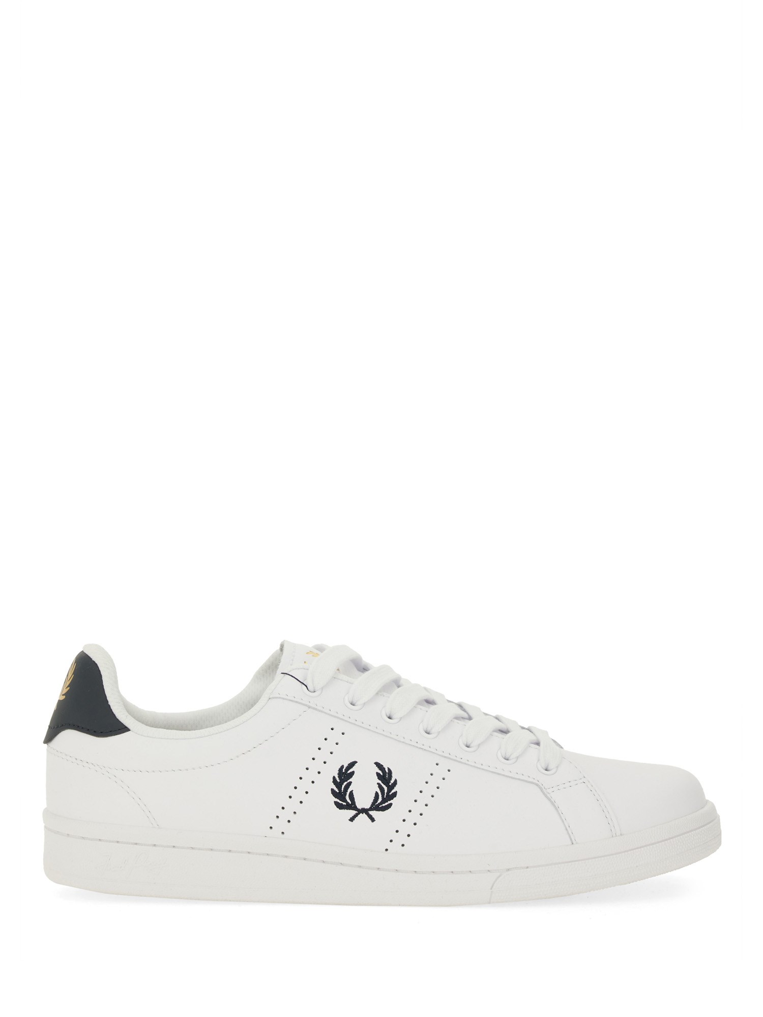 Fred Perry Round Toe Sneakers Featuring Perforated Sides In White