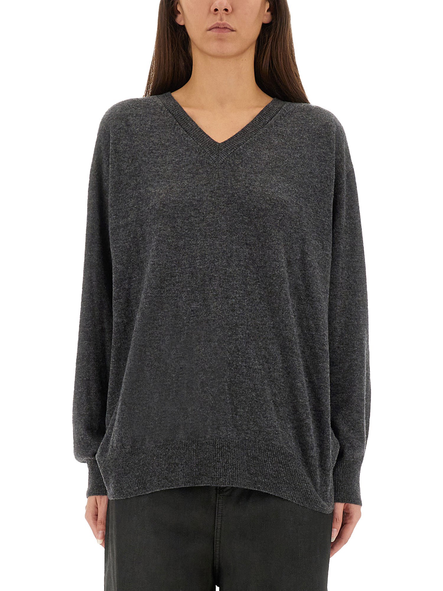 Alysi V-neck Cashmere Sweater With Relaxed Fit In Gold