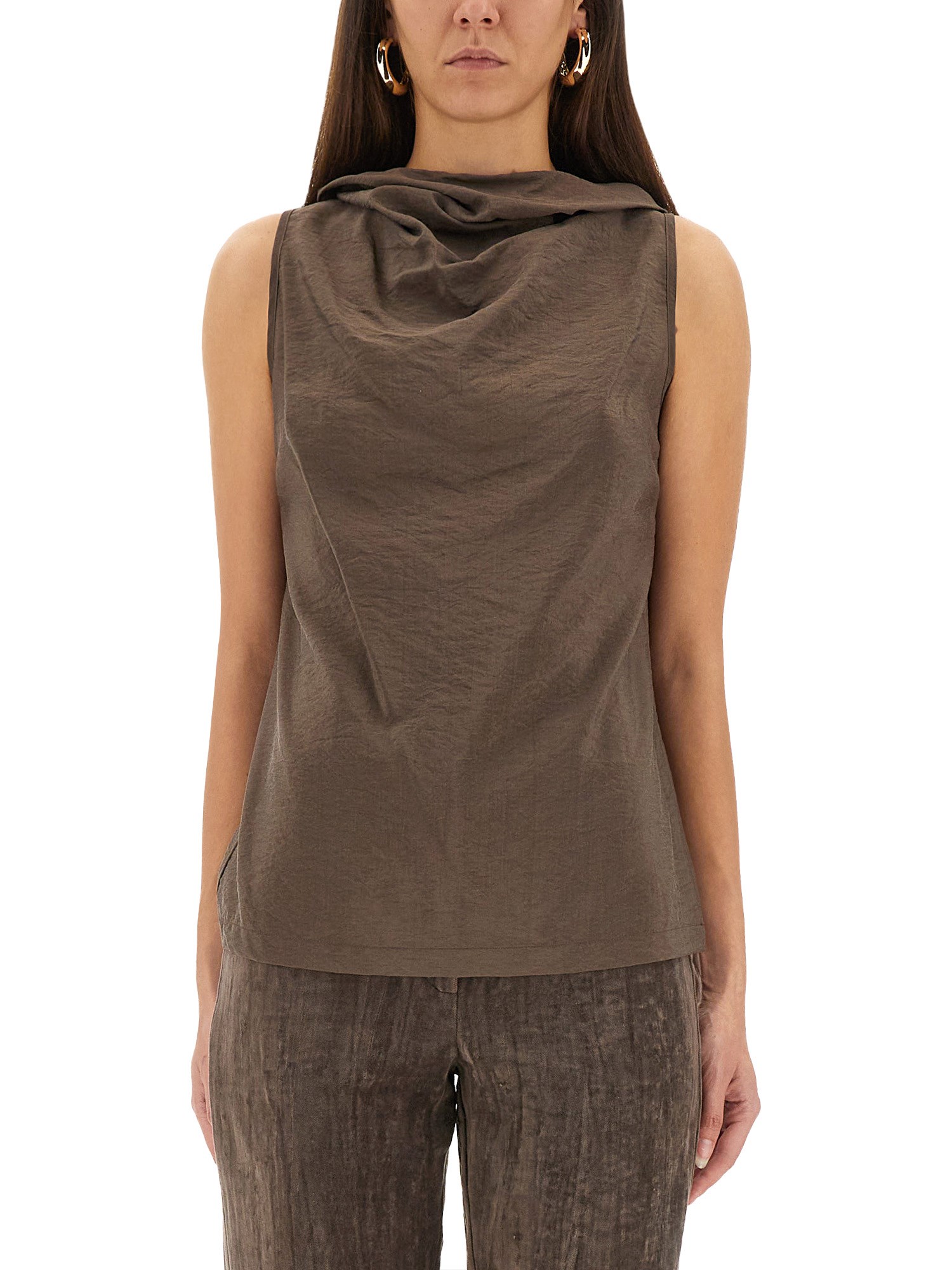 Alysi Pleated Detail Top In Green