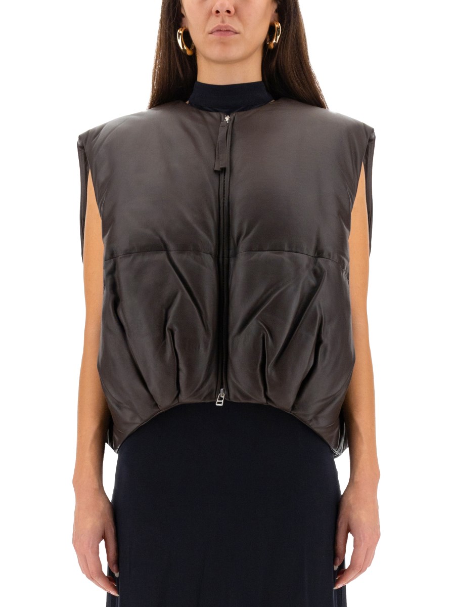 GILET PUFFER IN PELLE