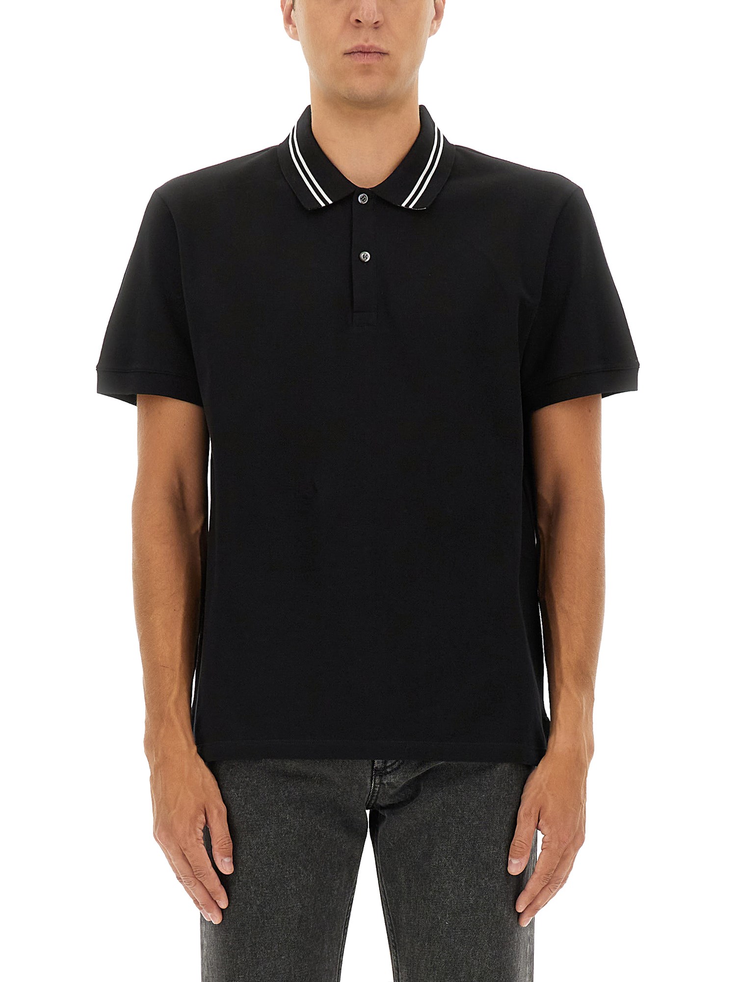 Alexander Mcqueen Polo Shirt With Short Sleeves And Collar In Black