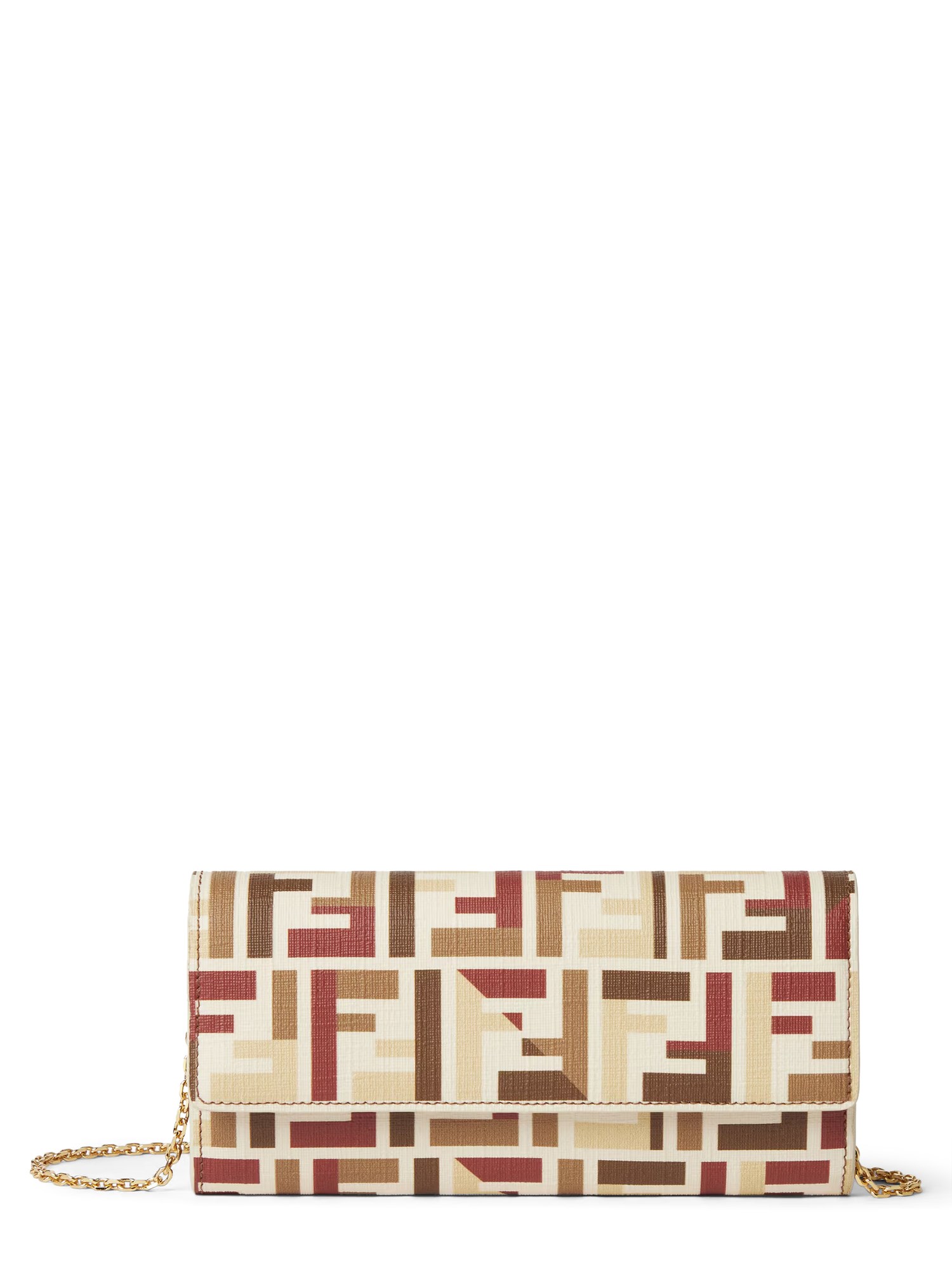 Fendi Roma Continental Wallet Chain Strap In Sand