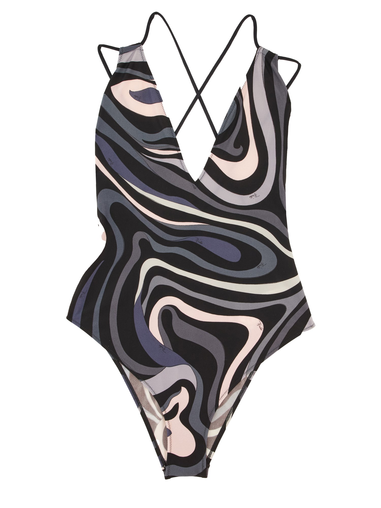 Pucci Marble Print One Piece Swimsuit In Multi