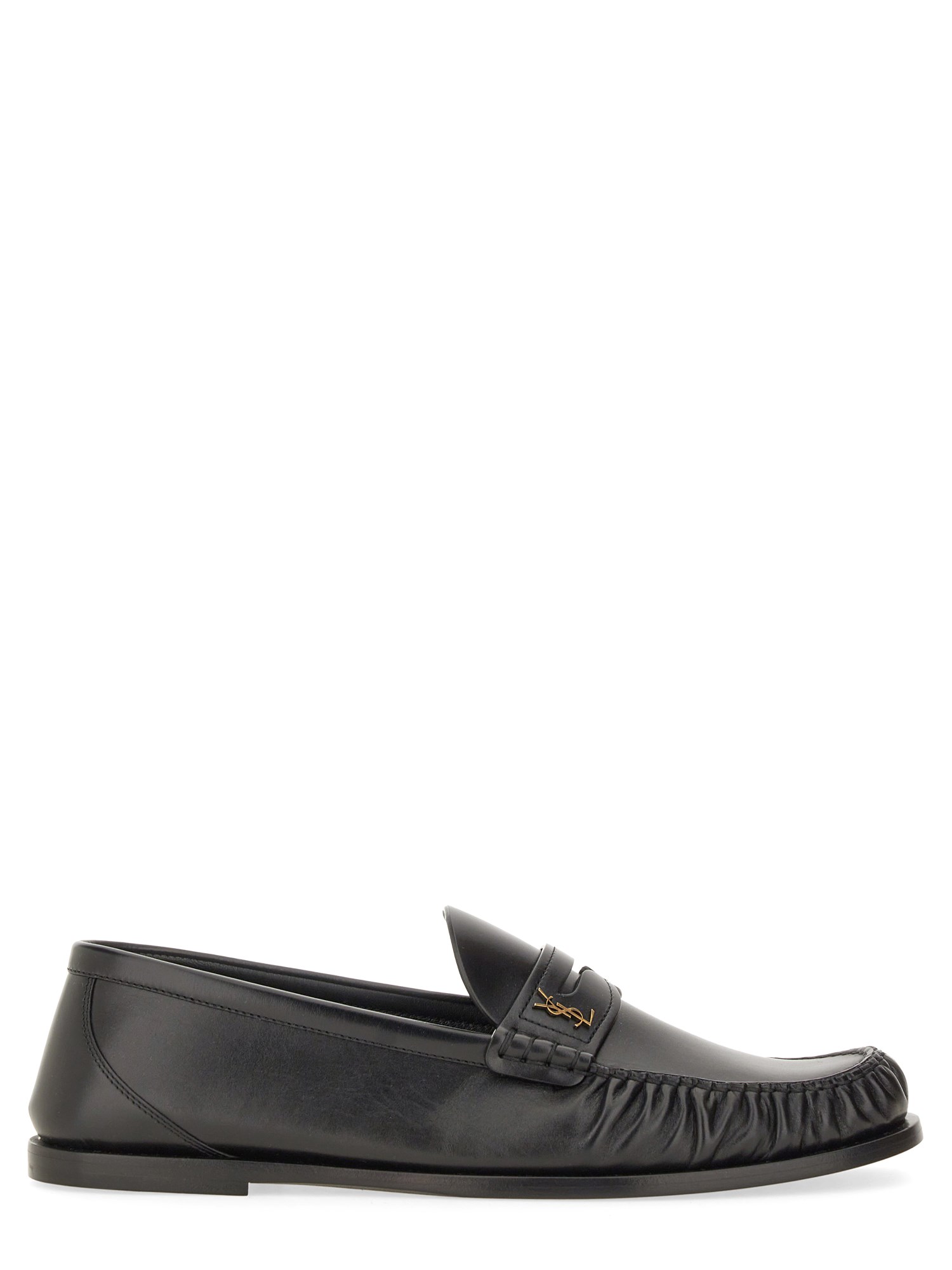 Saint Laurent Laurent Logo-embellished Leather Penny Loafers In Black