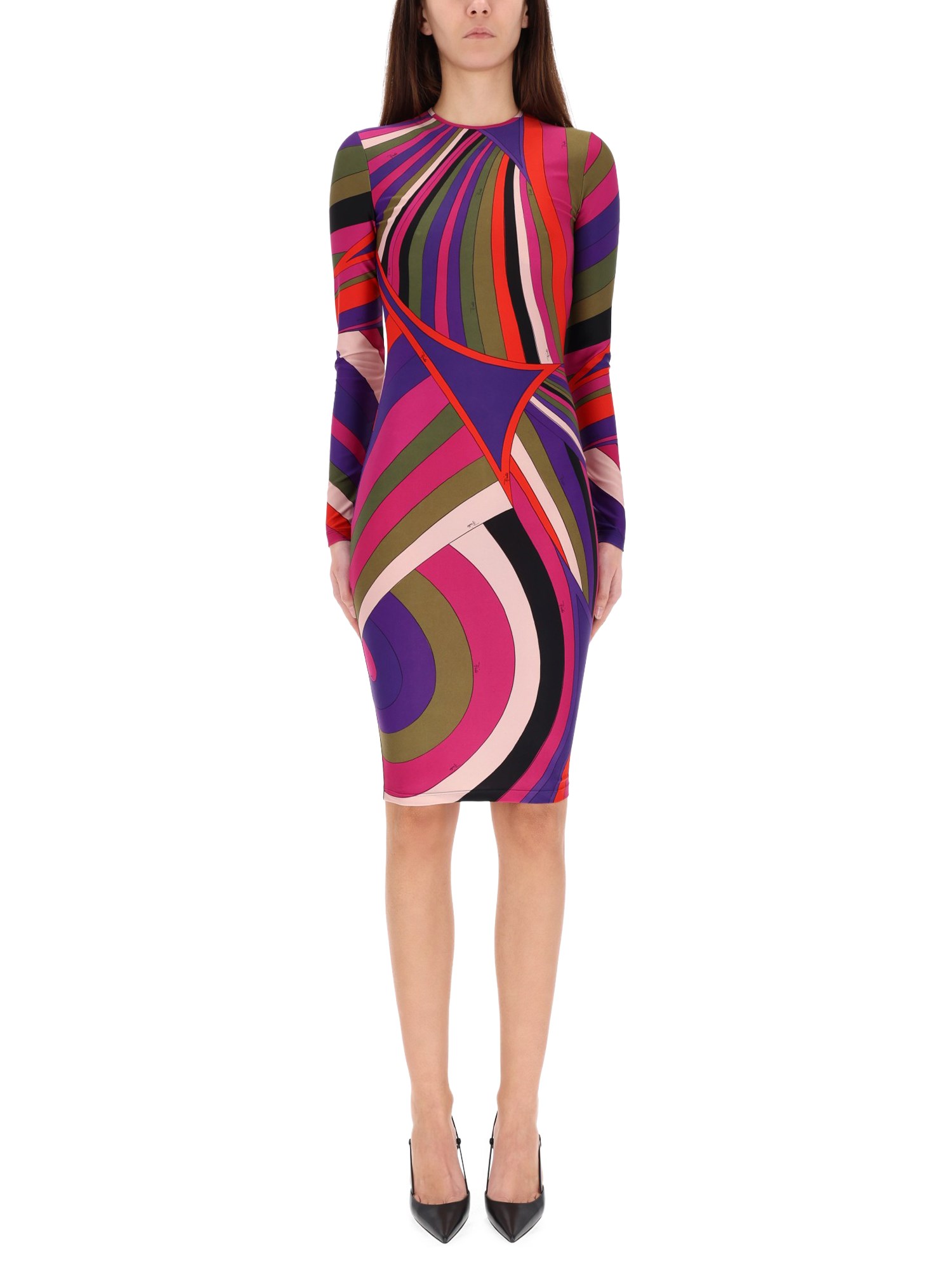 Pucci Midi Dress With "iris" Print In Multi
