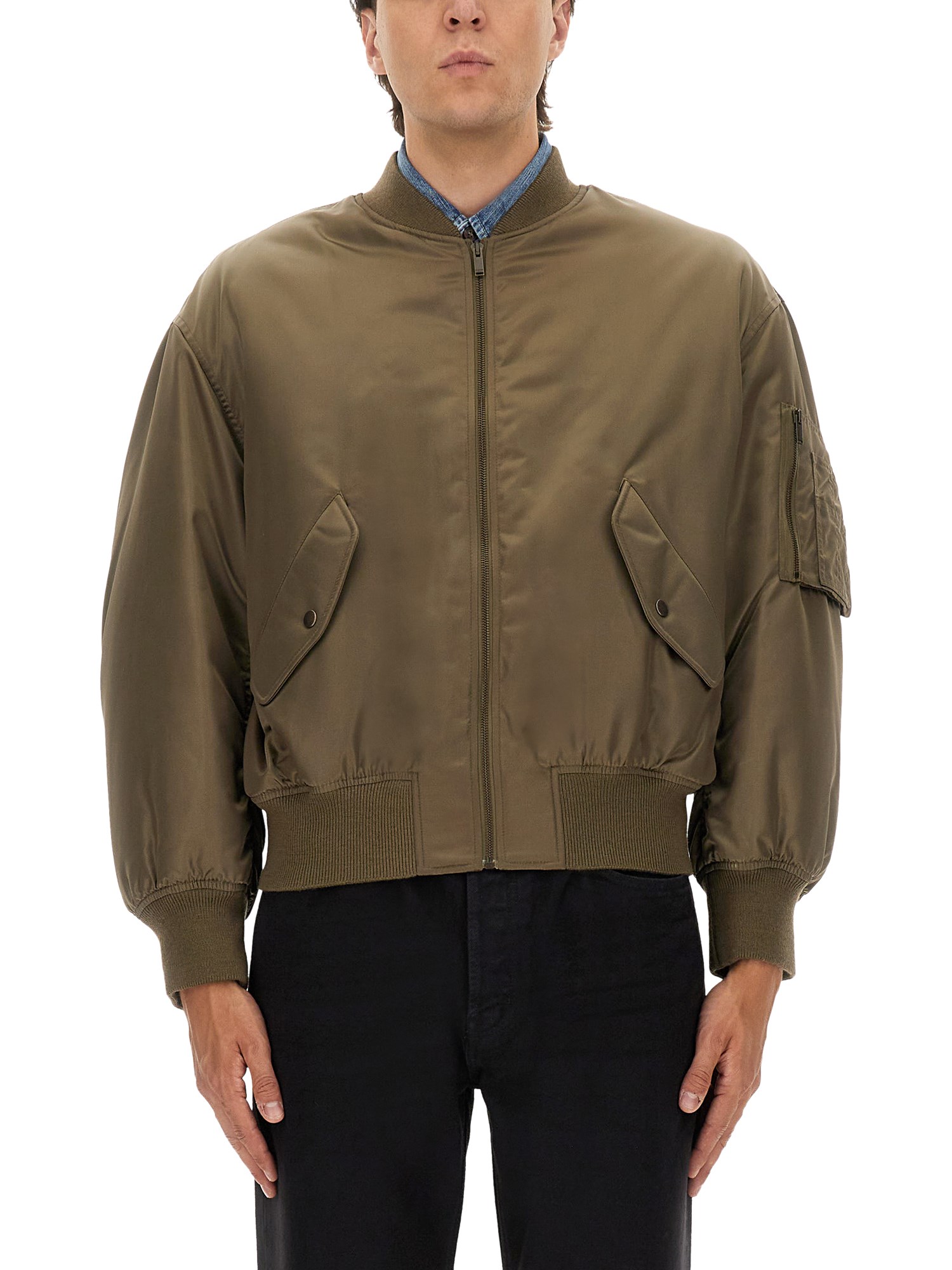 Saint Laurent Serge Bomber Jacket Puffer Jackets Green In Green