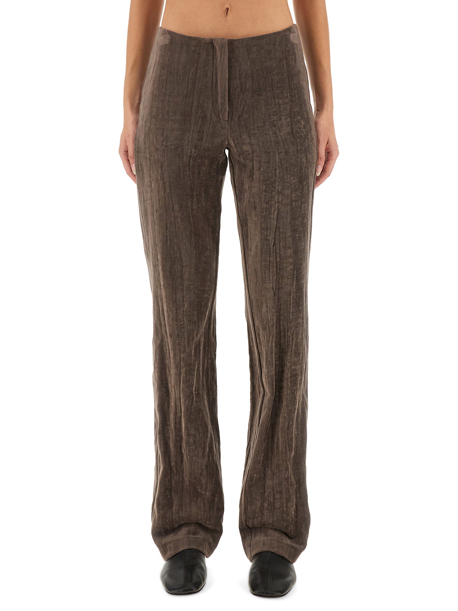 Alysi High-waisted Casual Pants In Brown