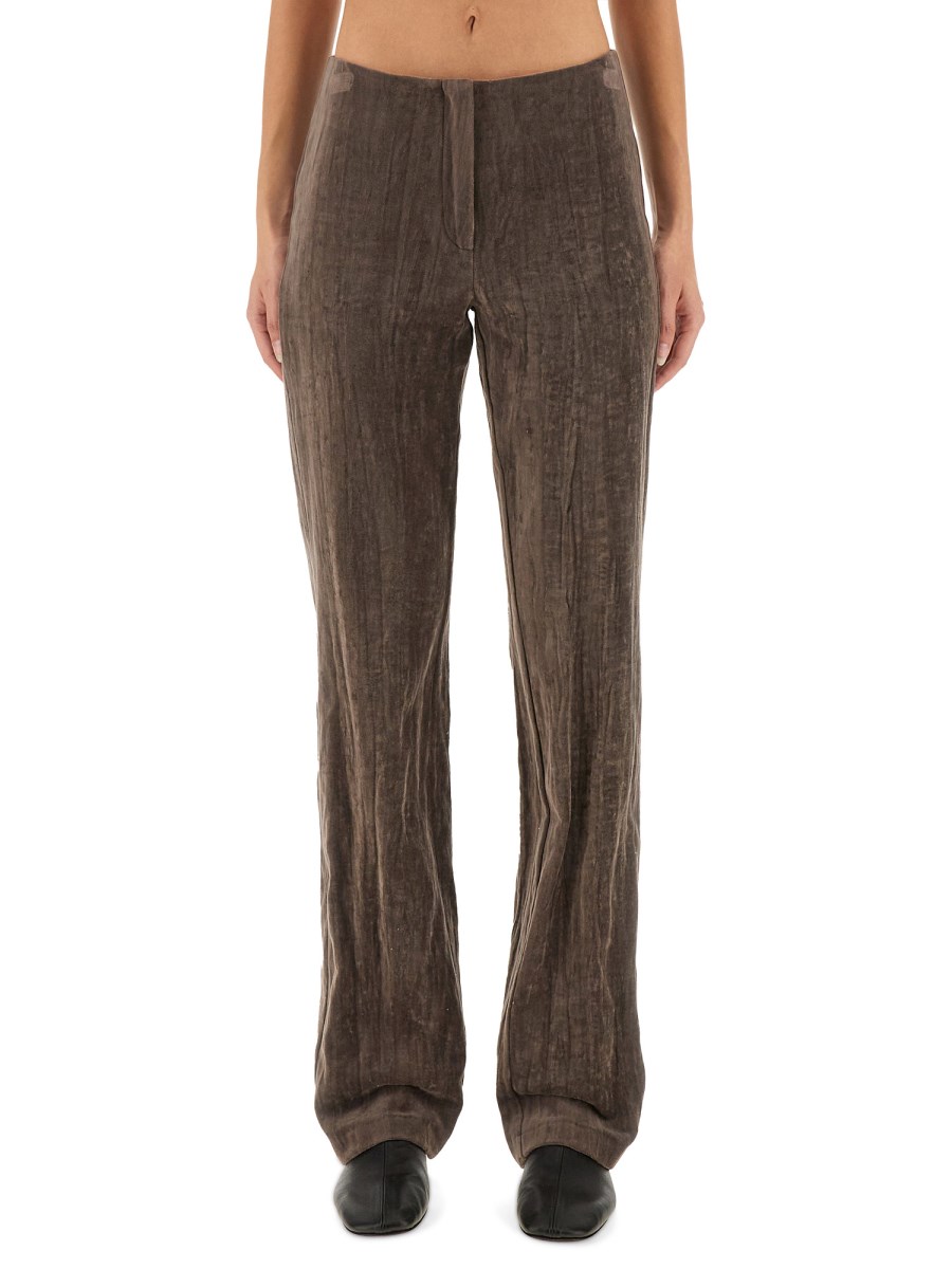 PANTALONE SLIM CRINKLE IN VELLUTO