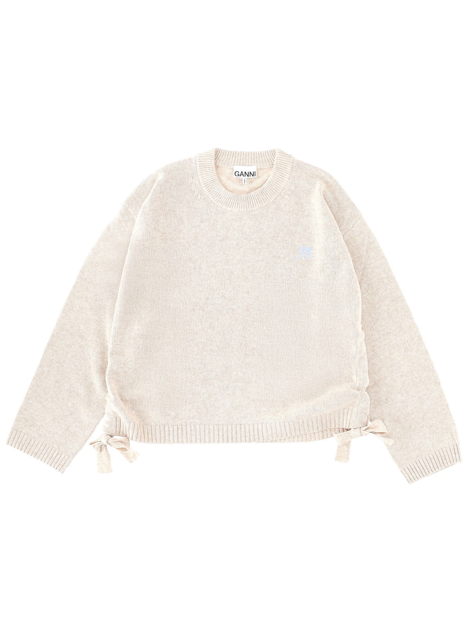 Ganni Drawstring Sweater In Sand