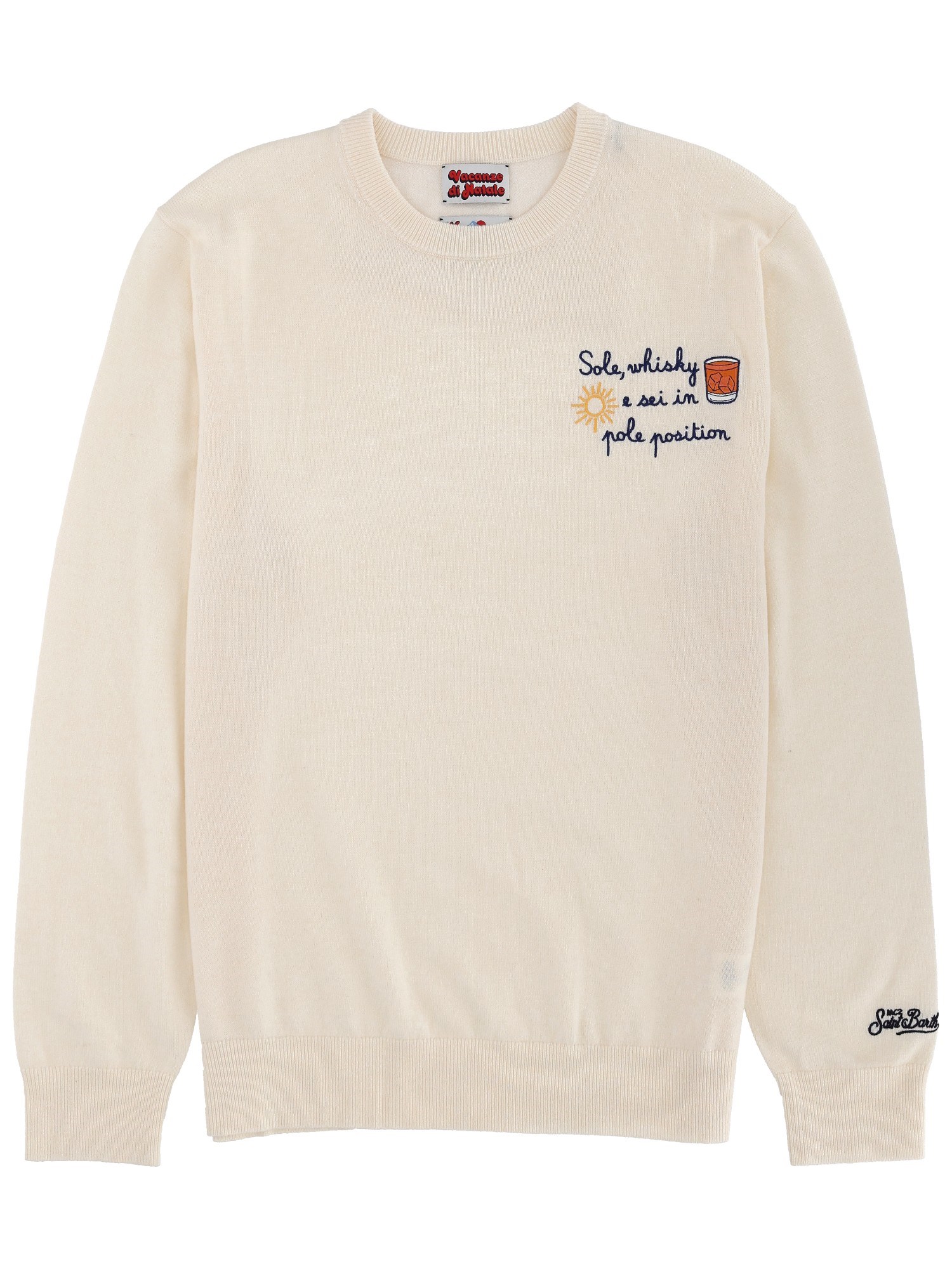 Mc2 Saint Barth Sweater With Embroidery In Neutral