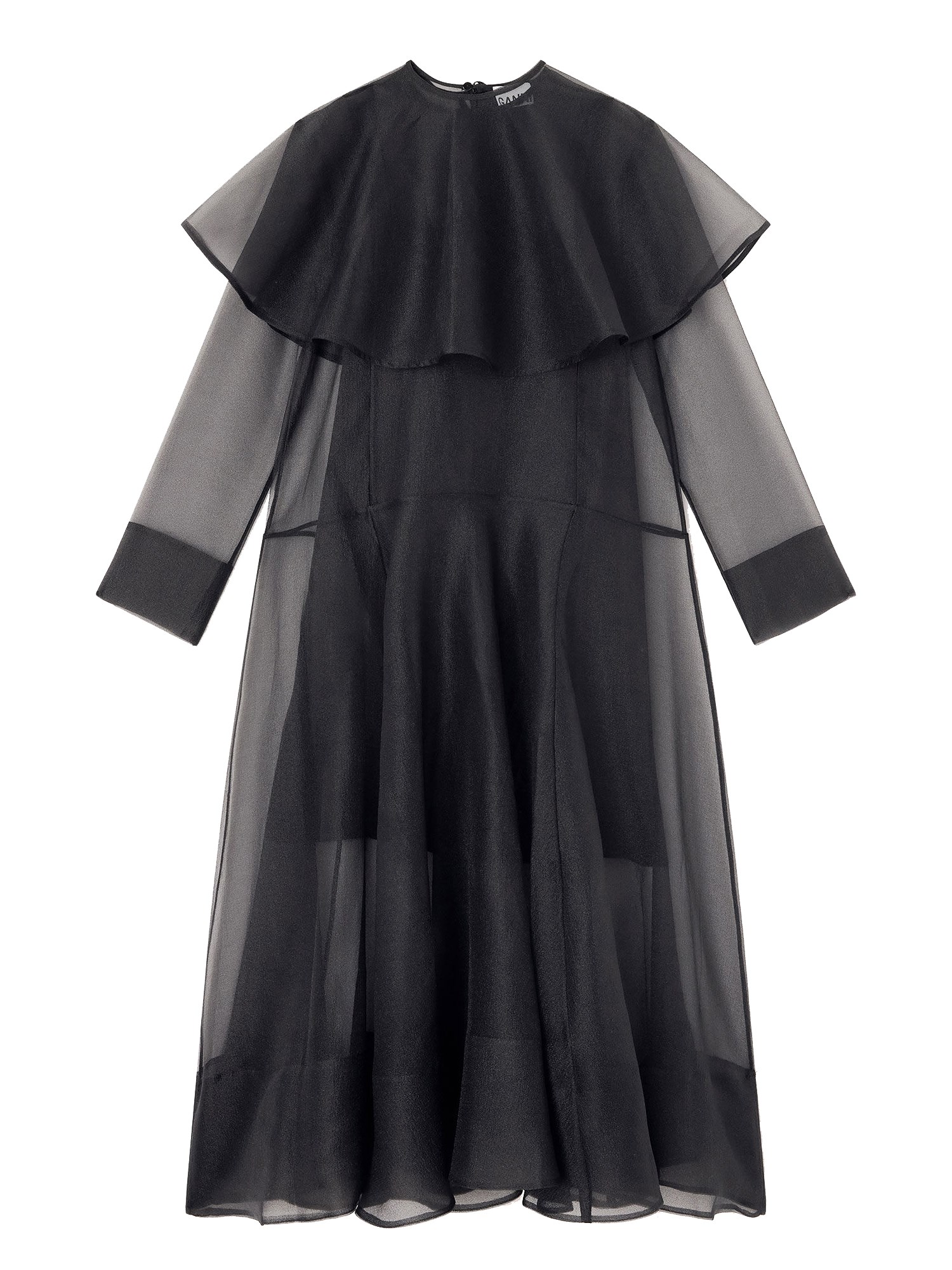 ganni long dress with hoop collar