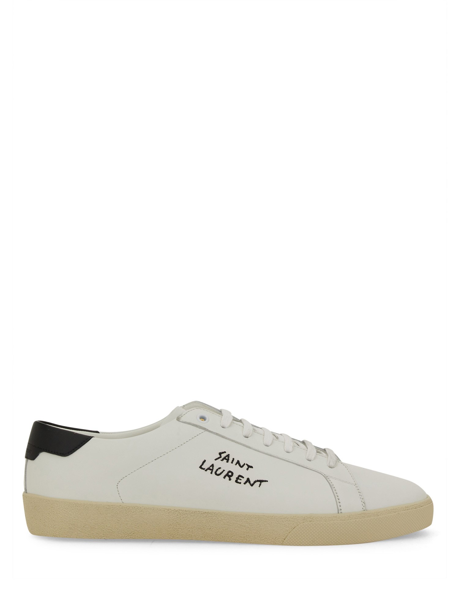 Saint Laurent Leather Men Shoes Sneaker Rubber Sole In White