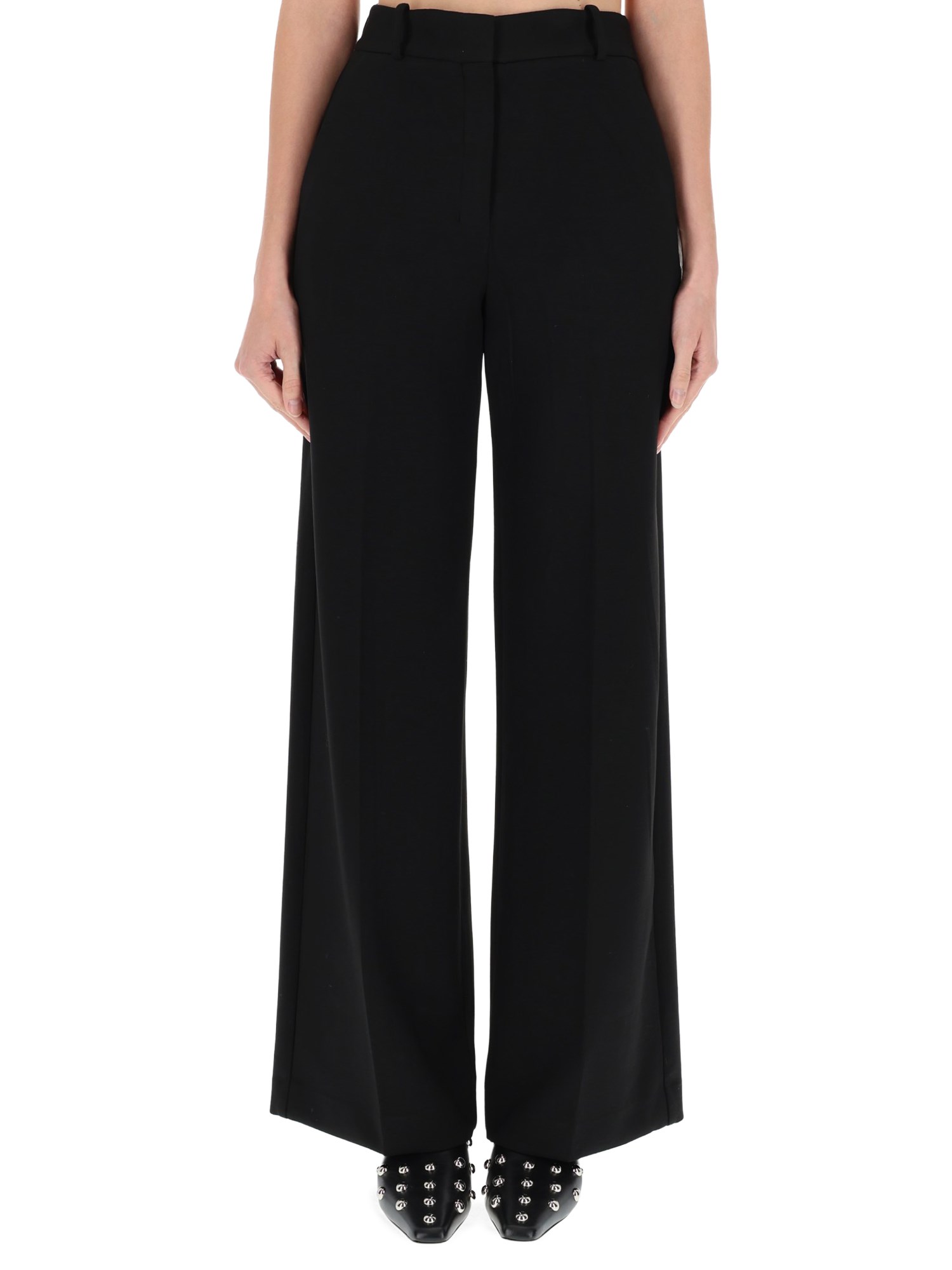 Theory Wide Leg Trousers With Pockets And Loops In Black