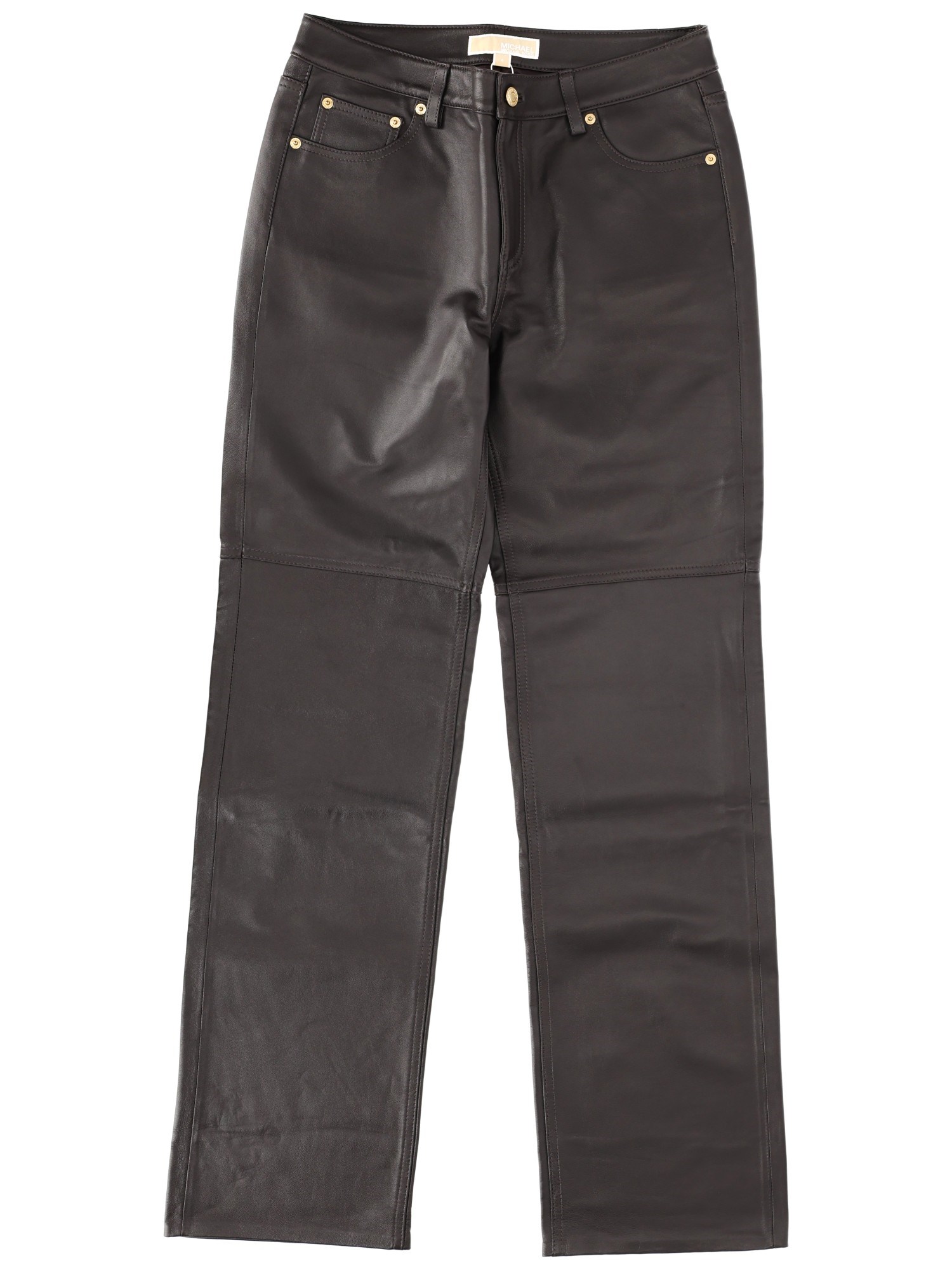 Michael Michael Kors Leather Pants In Gray