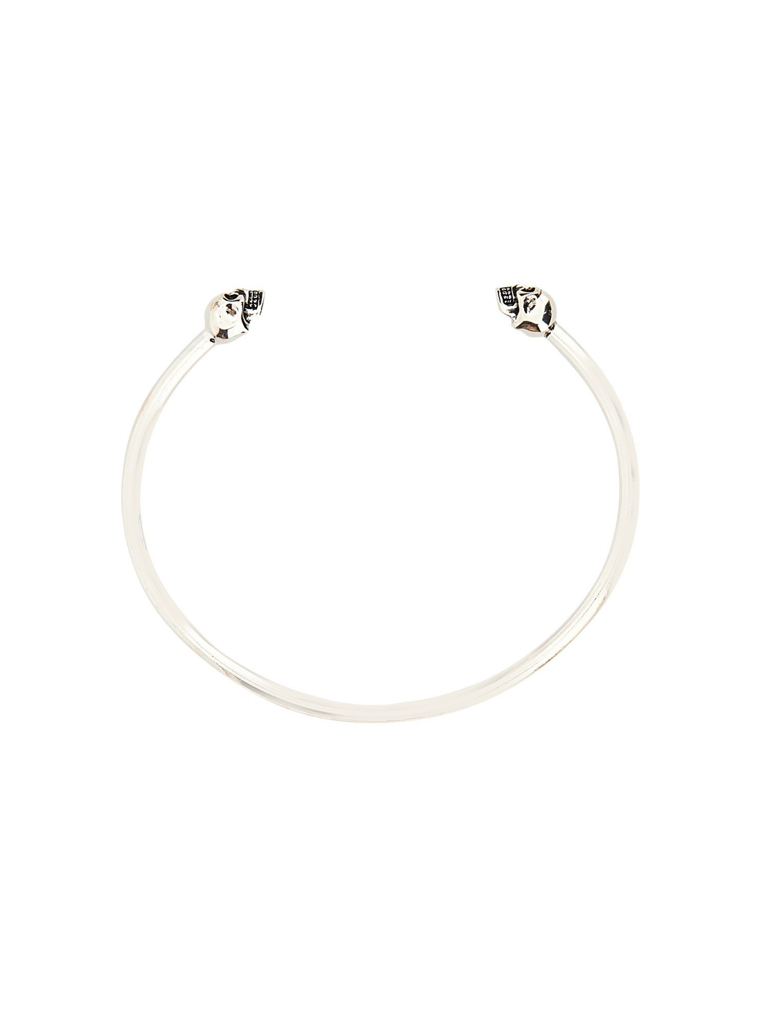 Alexander Mcqueen Twin Skull Bracelet In Metallic