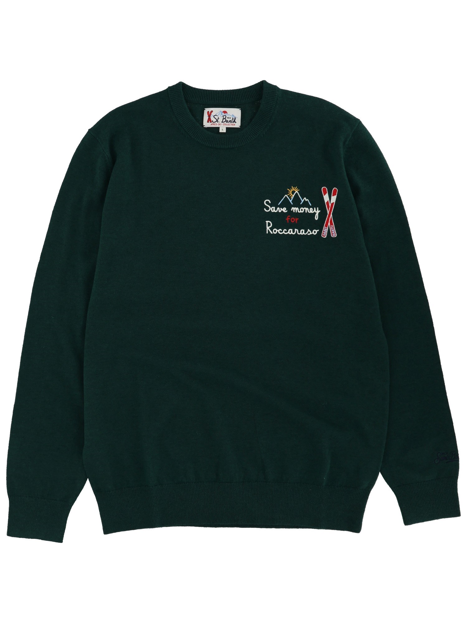 Mc2 Saint Barth Sweater With Embroidery In Green