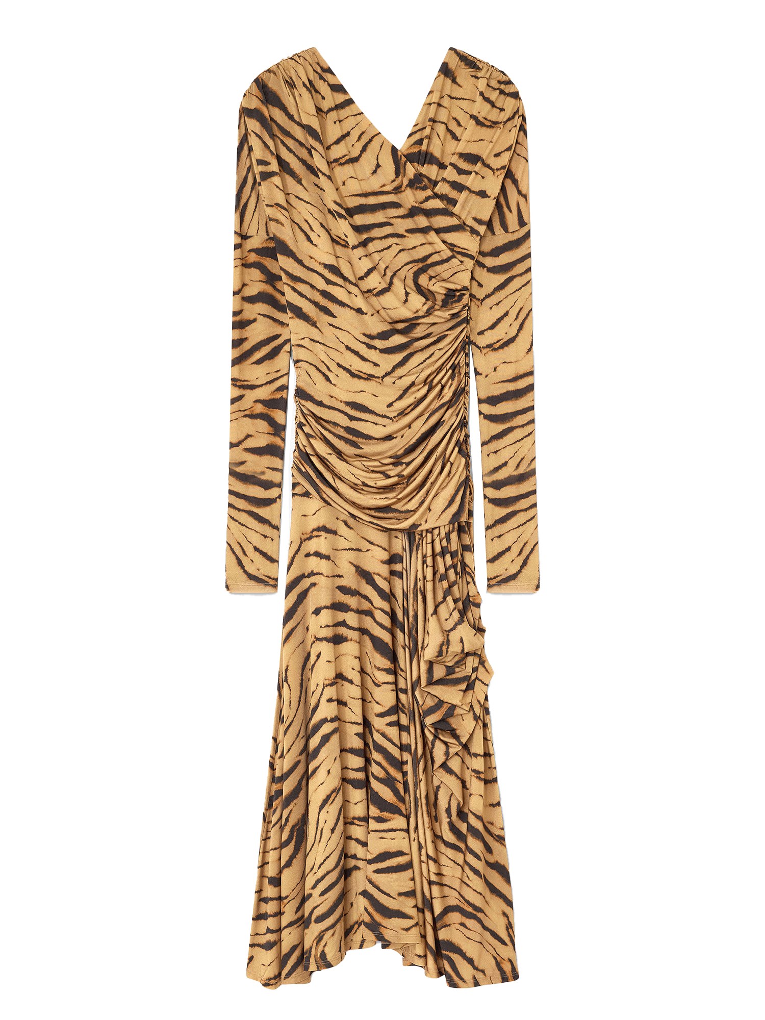 ganni long dress with "zebra" print