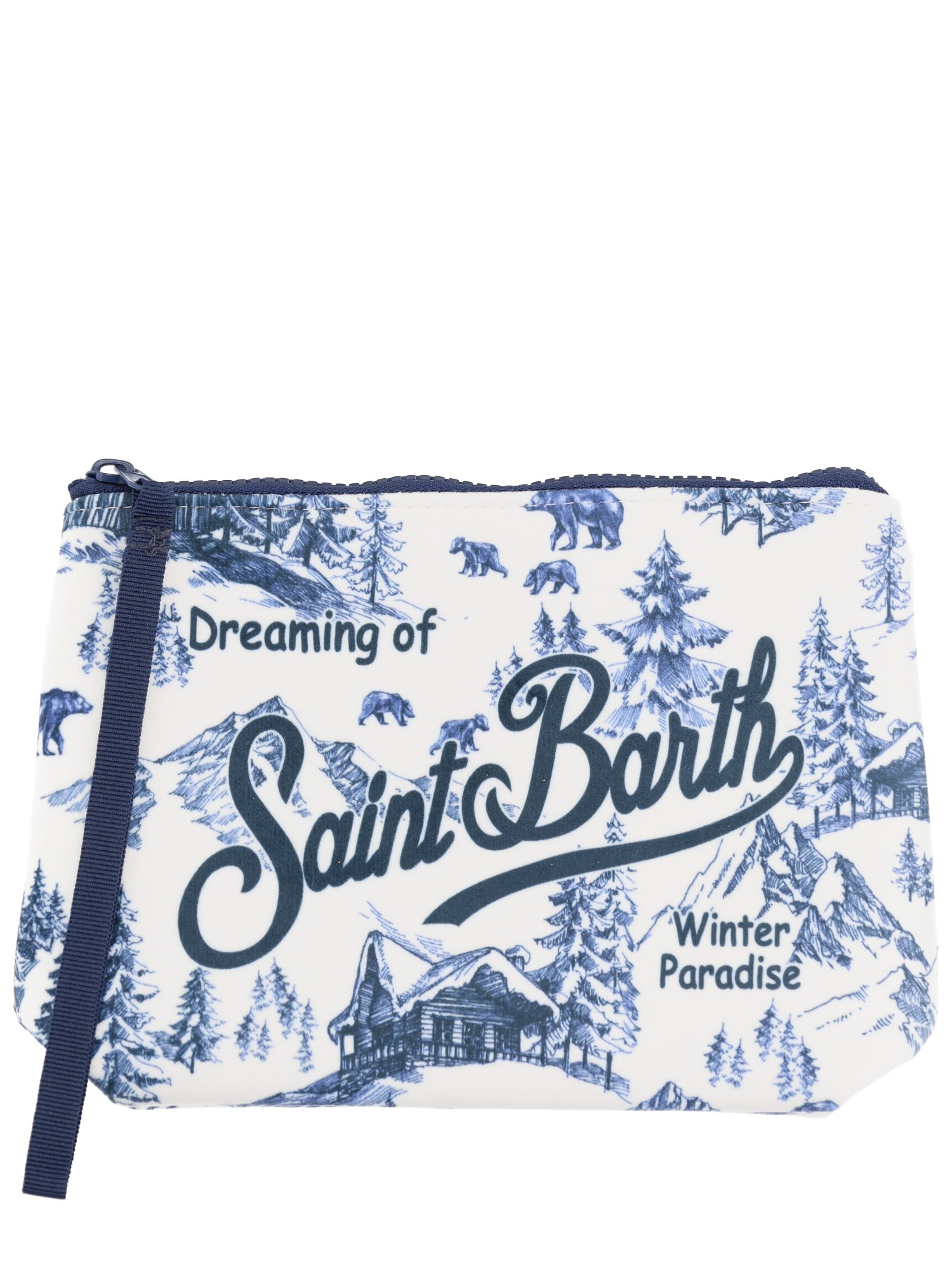 Mc2 Saint Barth Aline Printed Wrist Strap Clutch Bag In Blue