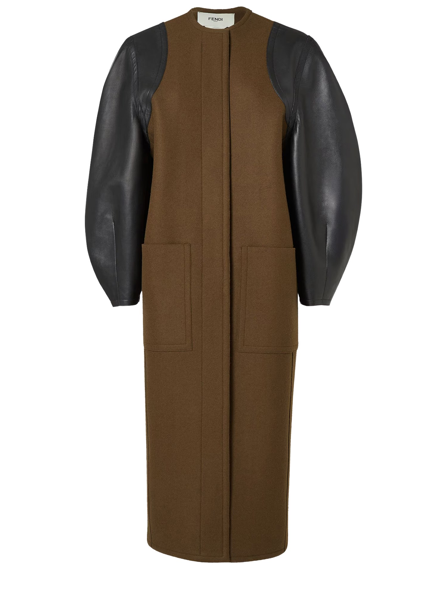 fendi wool and leather coat