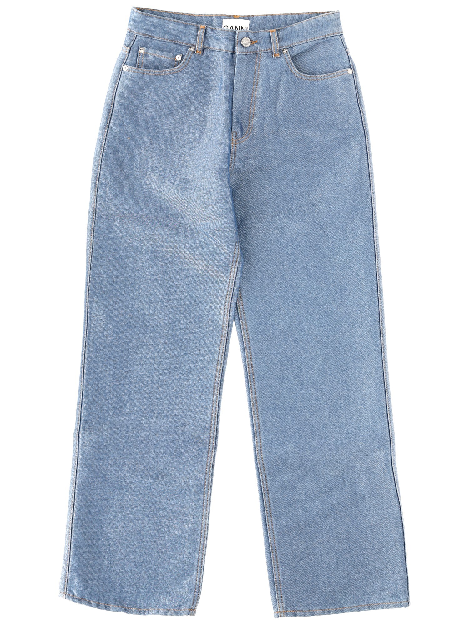 Ganni Cotton Denim Jeans In Blue