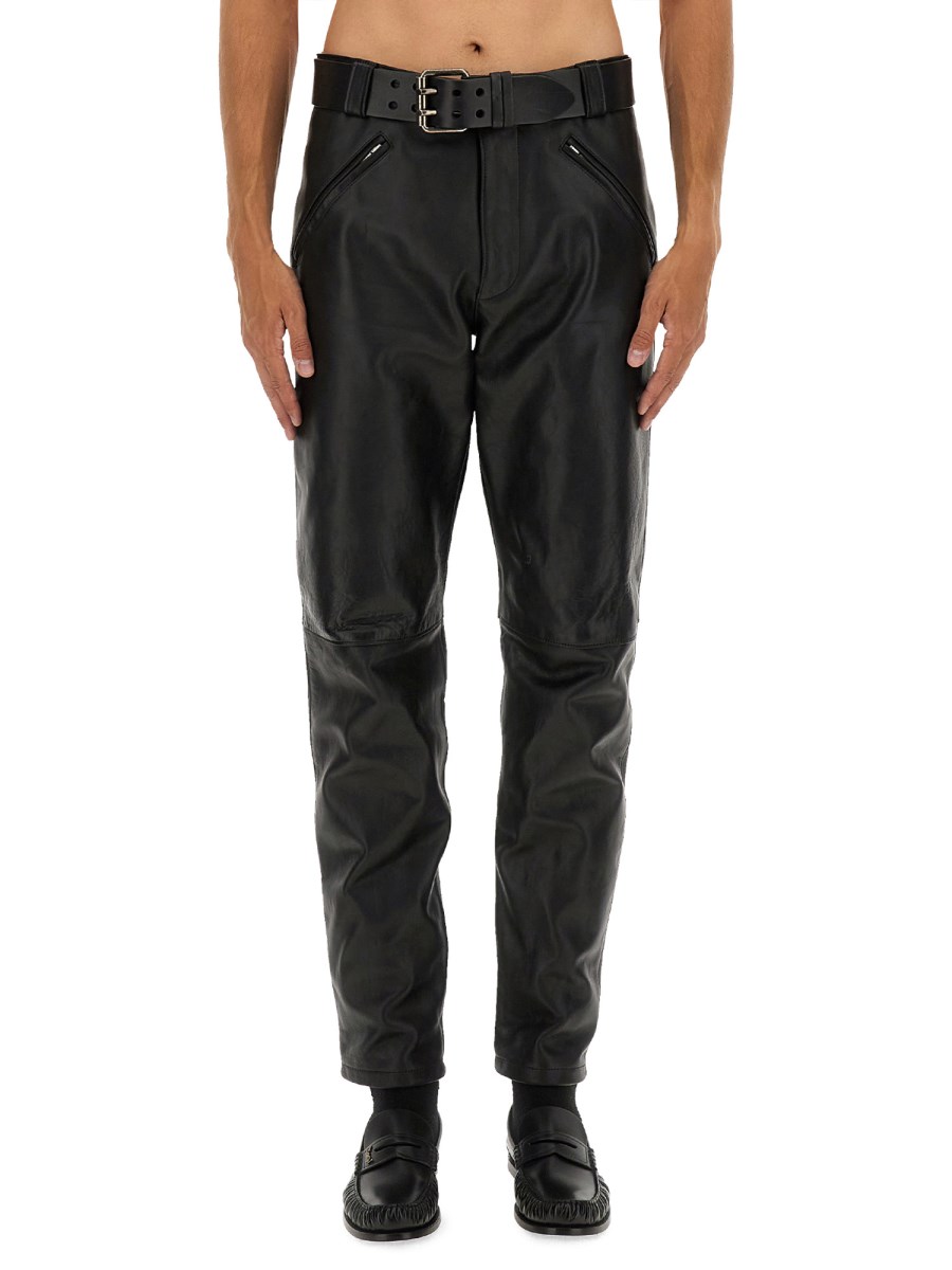 PANTALONI IN PELLE CON CINTURA