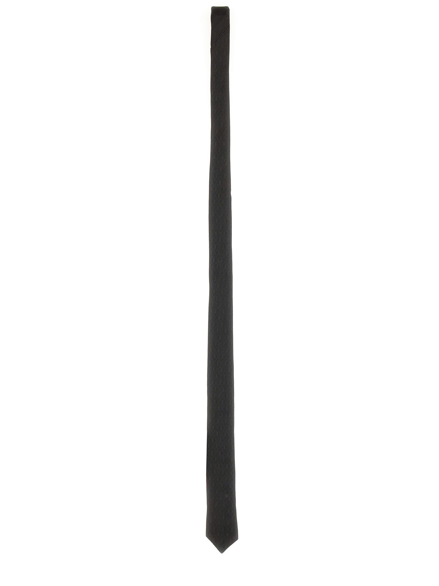 Saint Laurent Monogram Thin Jacquard Tie In Burgundy