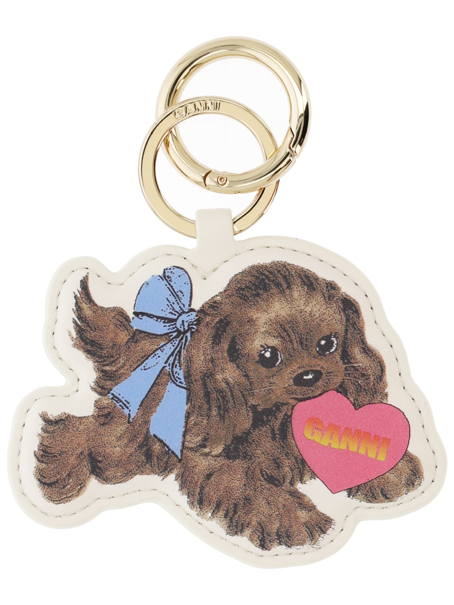 Ganni Keychain With Puppy In Black