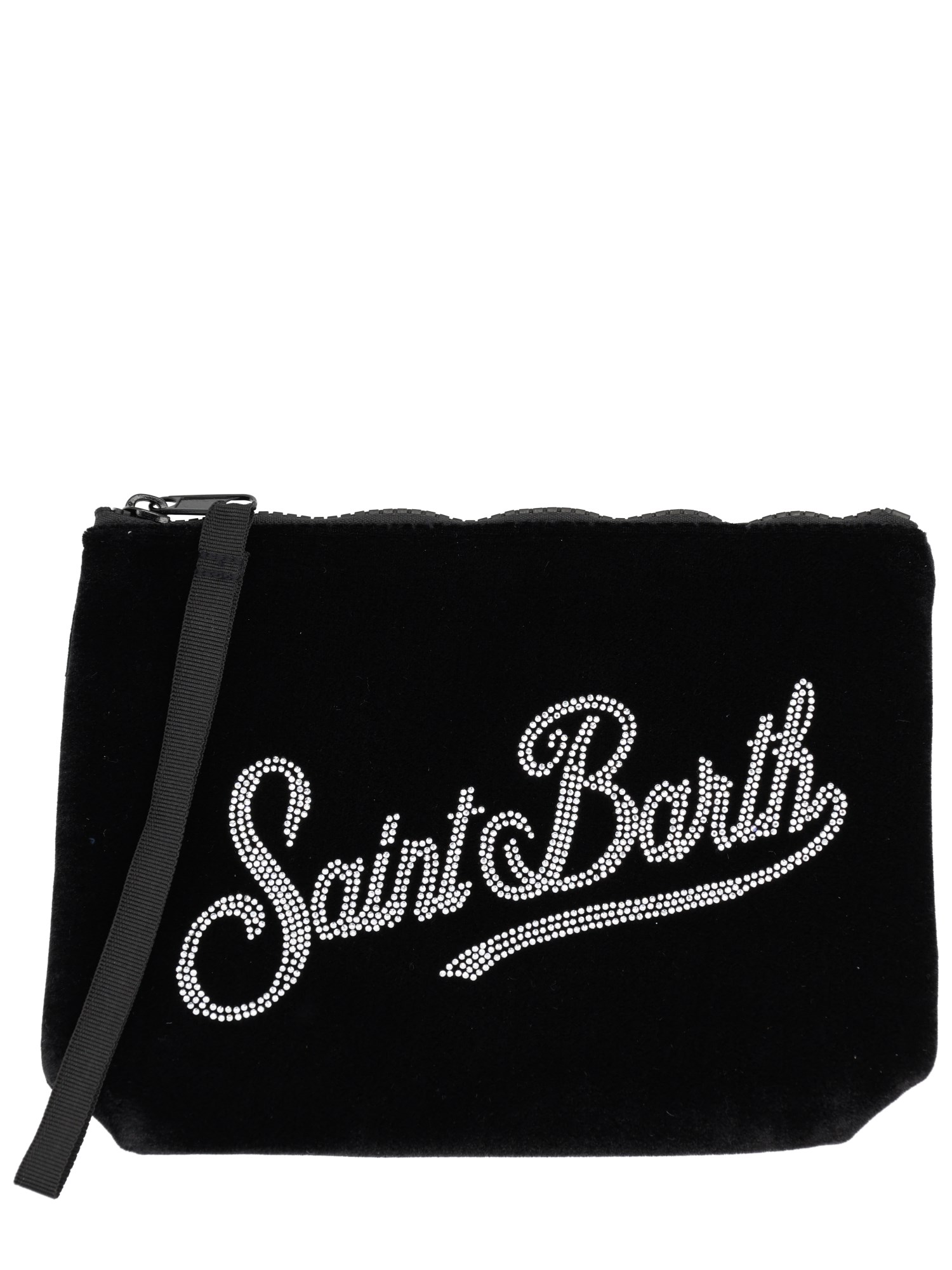 Mc2 Saint Barth "aline Velvet" Clutch Bag In Black